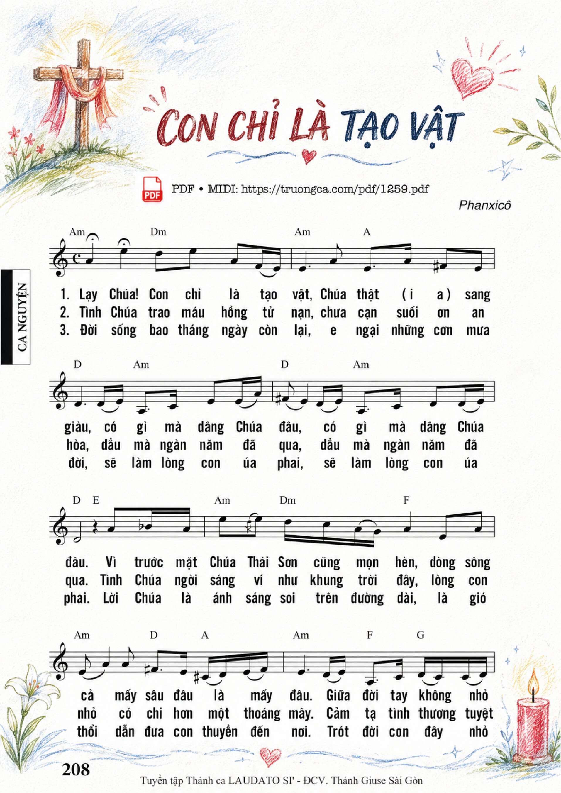 Lạy Chúa con chỉ là tạo vật, Trang 2, Sheet có vẽ minh họa
