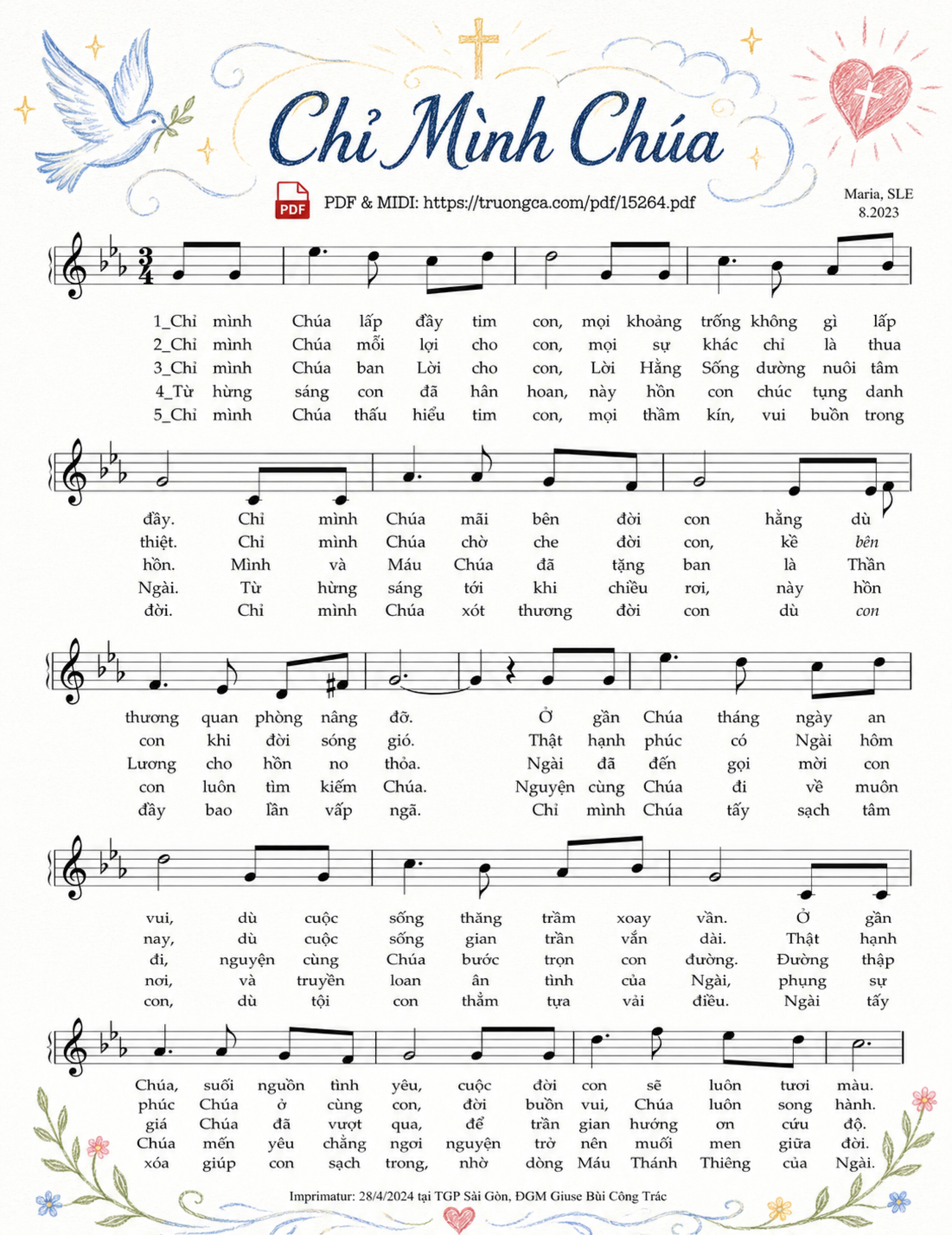 Page 2 of Sheet music PDF Chỉ Mình Chúa - Sr. Maria, SLE, Sheet có vẽ minh họa