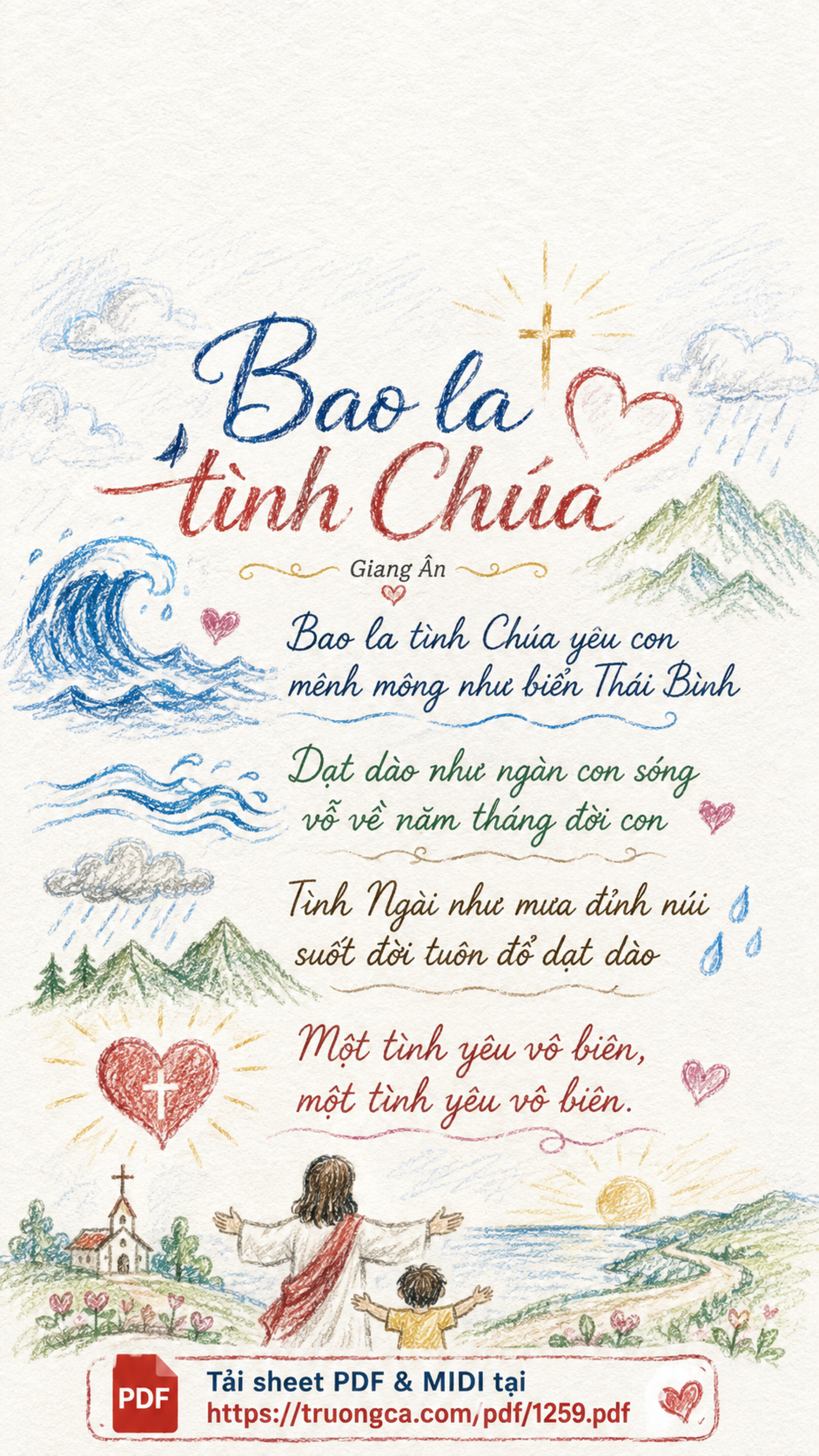 Page 1 of Sheet music PDF Bao la tình Chúa - Giang Ân, Sheet có vẽ minh họa