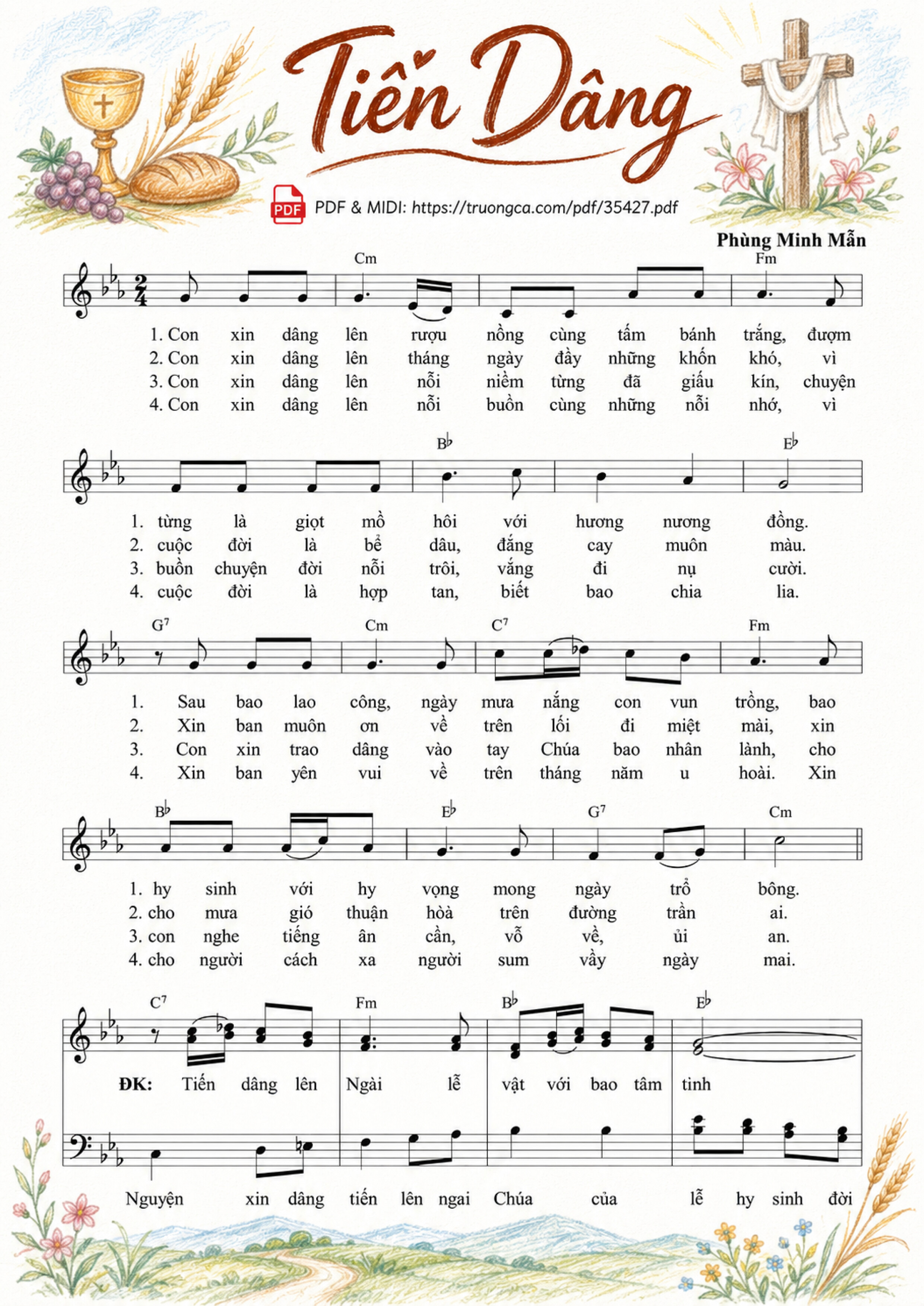 Page 2 of Sheet music PDF Tiến Dâng - Phùng Minh Mẫn, Sheet có vẽ minh họa