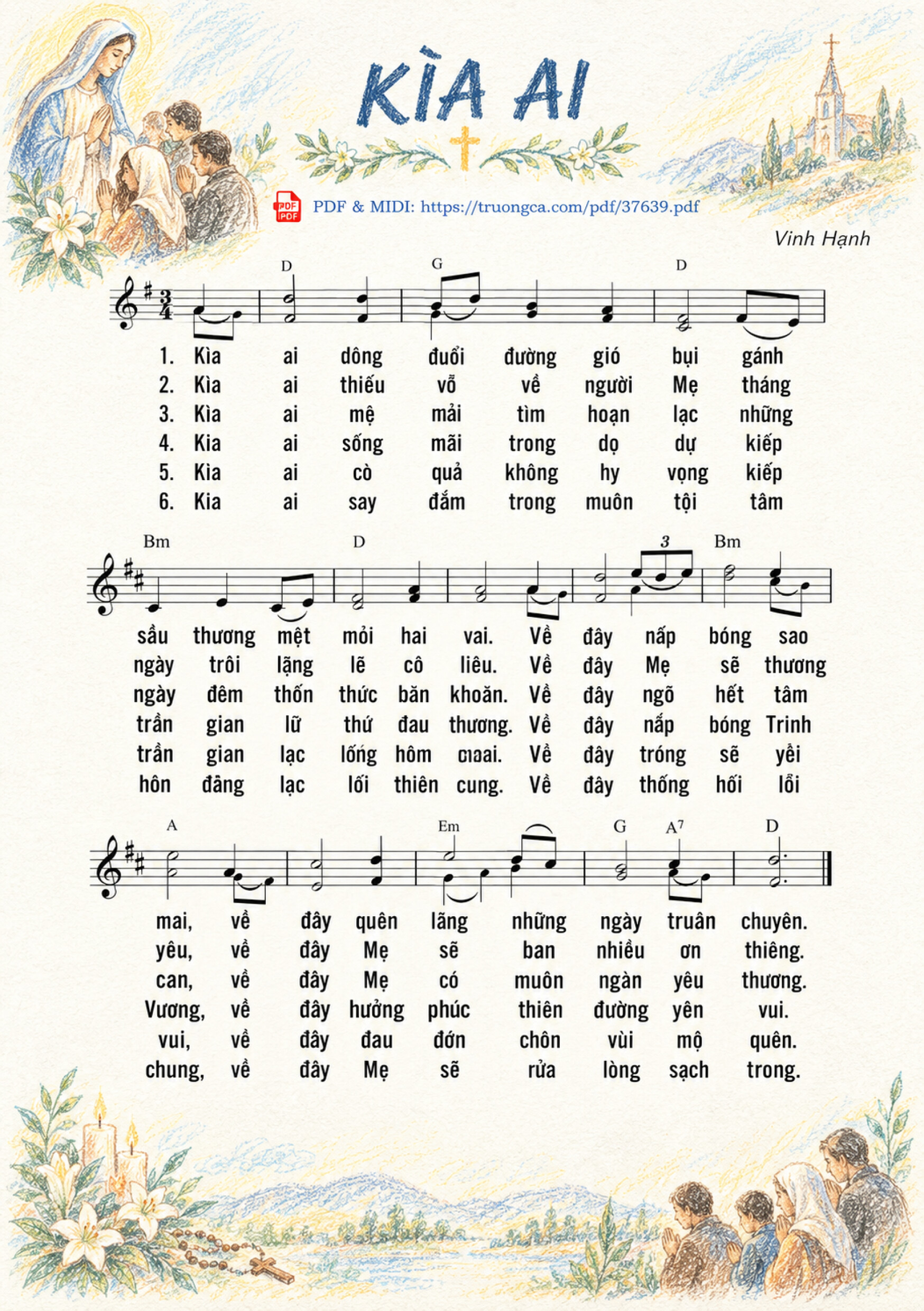 Page 1 of Sheet music PDF Kìa Ai - Vinh Hạnh, Sheet có vẽ minh họa