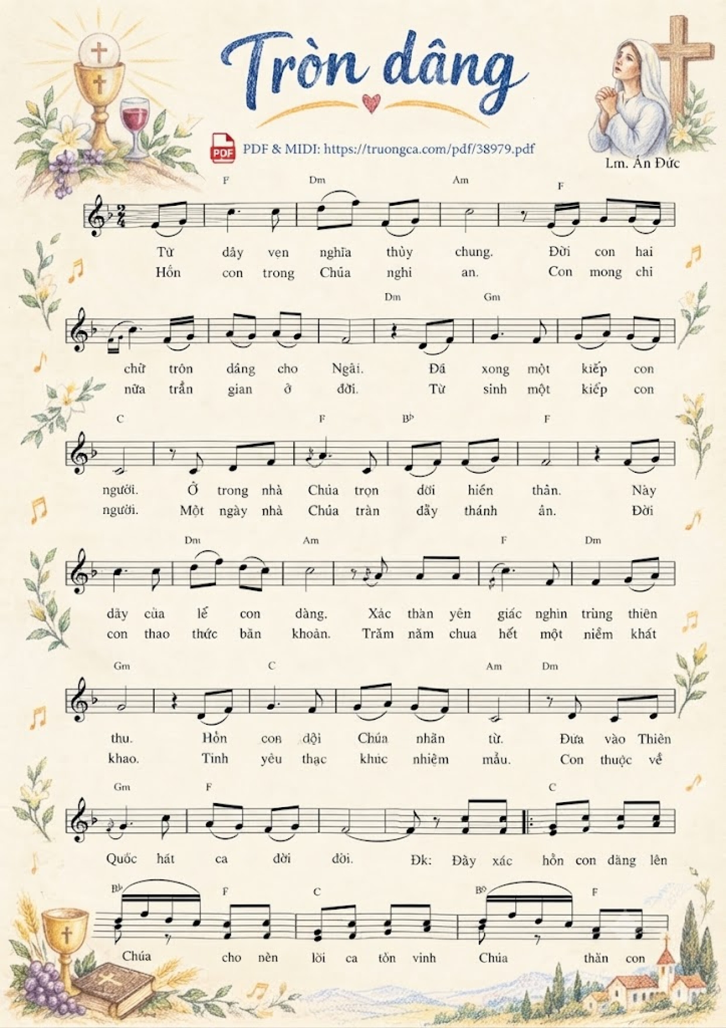 Page 2 of Sheet music PDF Tròn dâng - Ân Đức, Sheet có vẽ minh họa