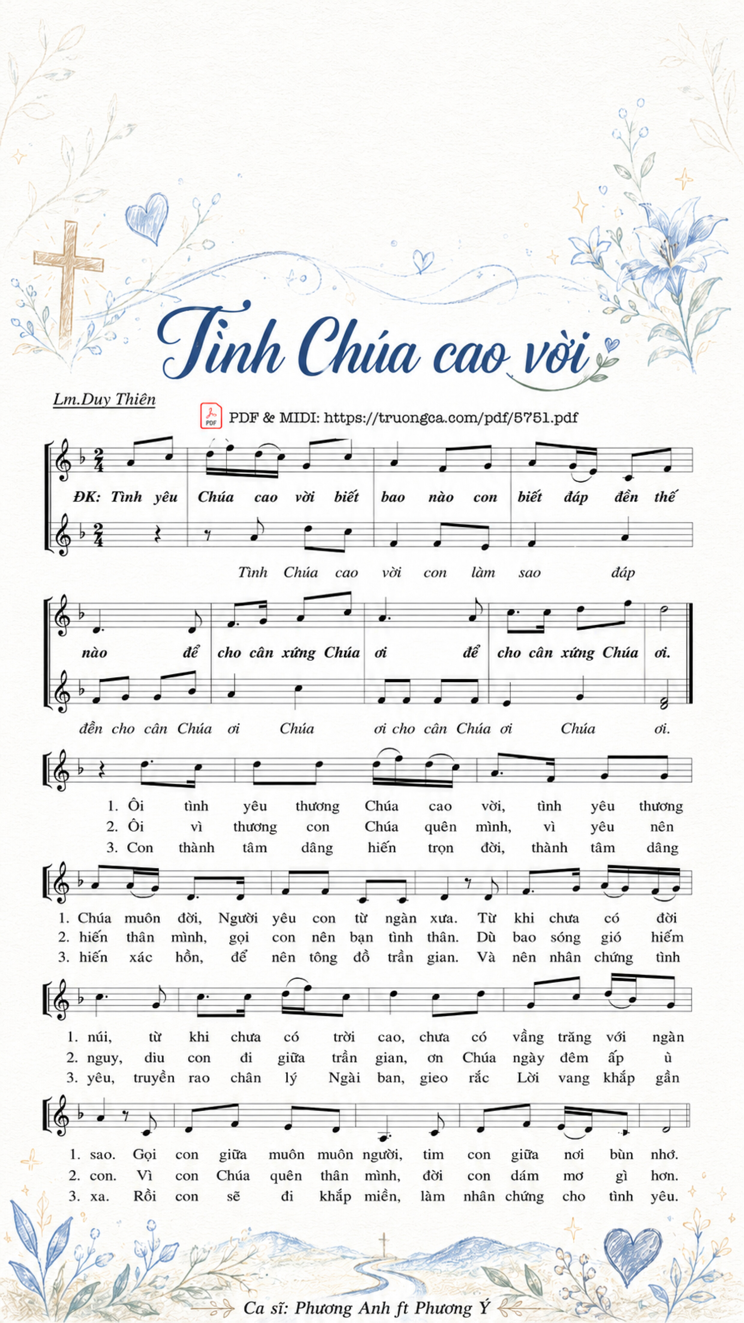 Page 1 of Sheet music PDF Tình Chúa cao vời - Lm. Duy Thiên, Sheet có vẽ minh họa