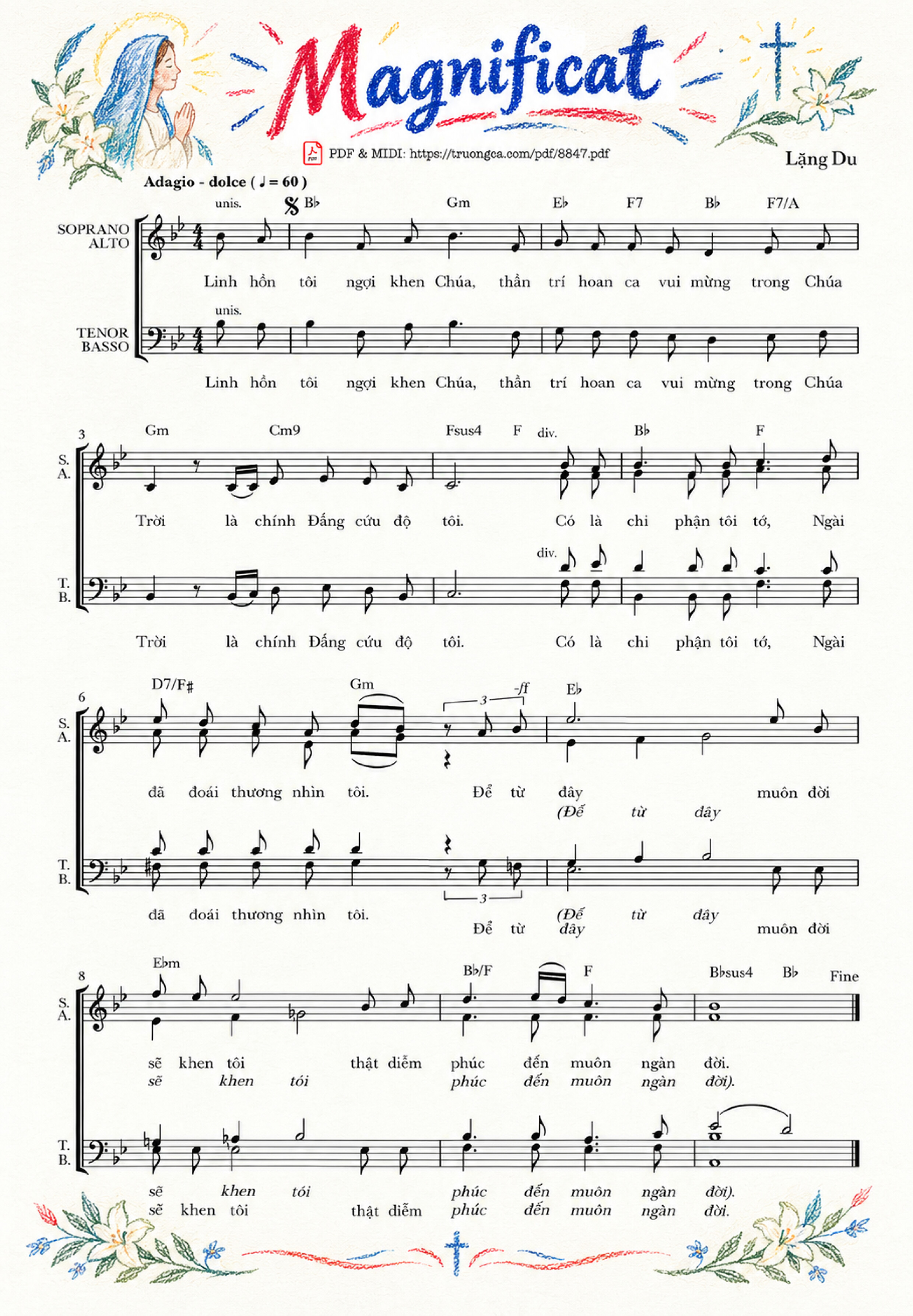 Page 2 of Sheet music PDF Magnificat - Lãng Du, Sheet có vẽ minh họa