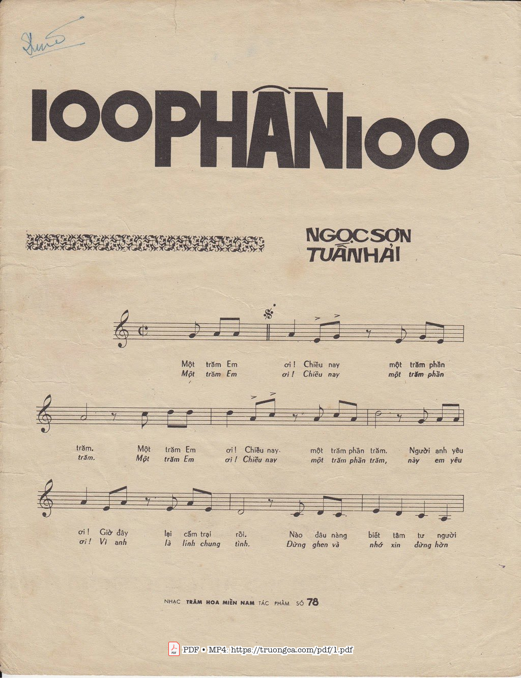 Page 2 of Sheet music PDF 100 phần trăm - Ngọc Sơn