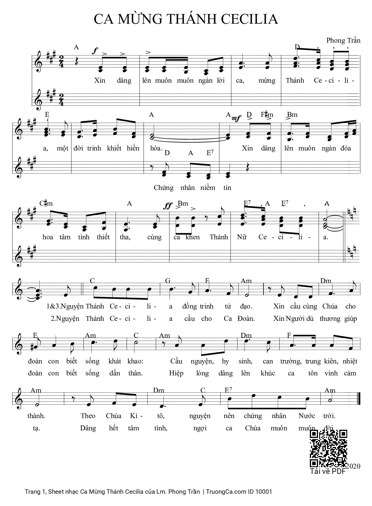 Sheet PDF of Ca Mừng Thánh Cecilia