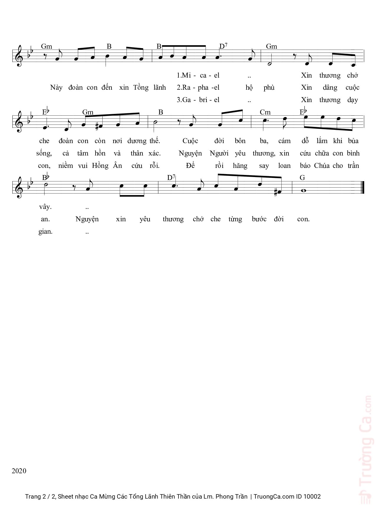Page 2 of Sheet music PDF Ca Mừng Các Tổng Lãnh Thiên Thần - Lm. Phong Trần