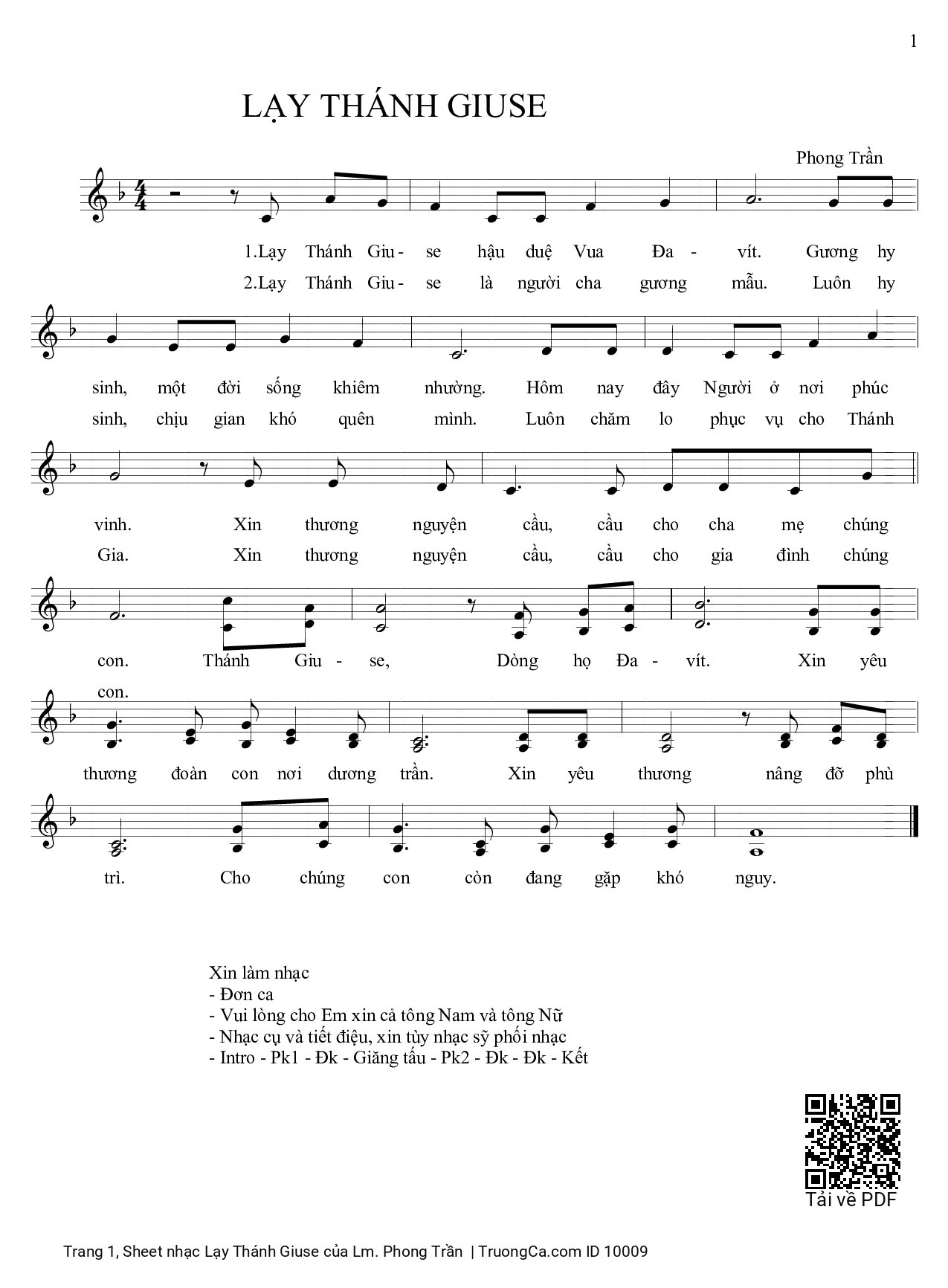 Sheet PDF of Lạy Thánh Giuse