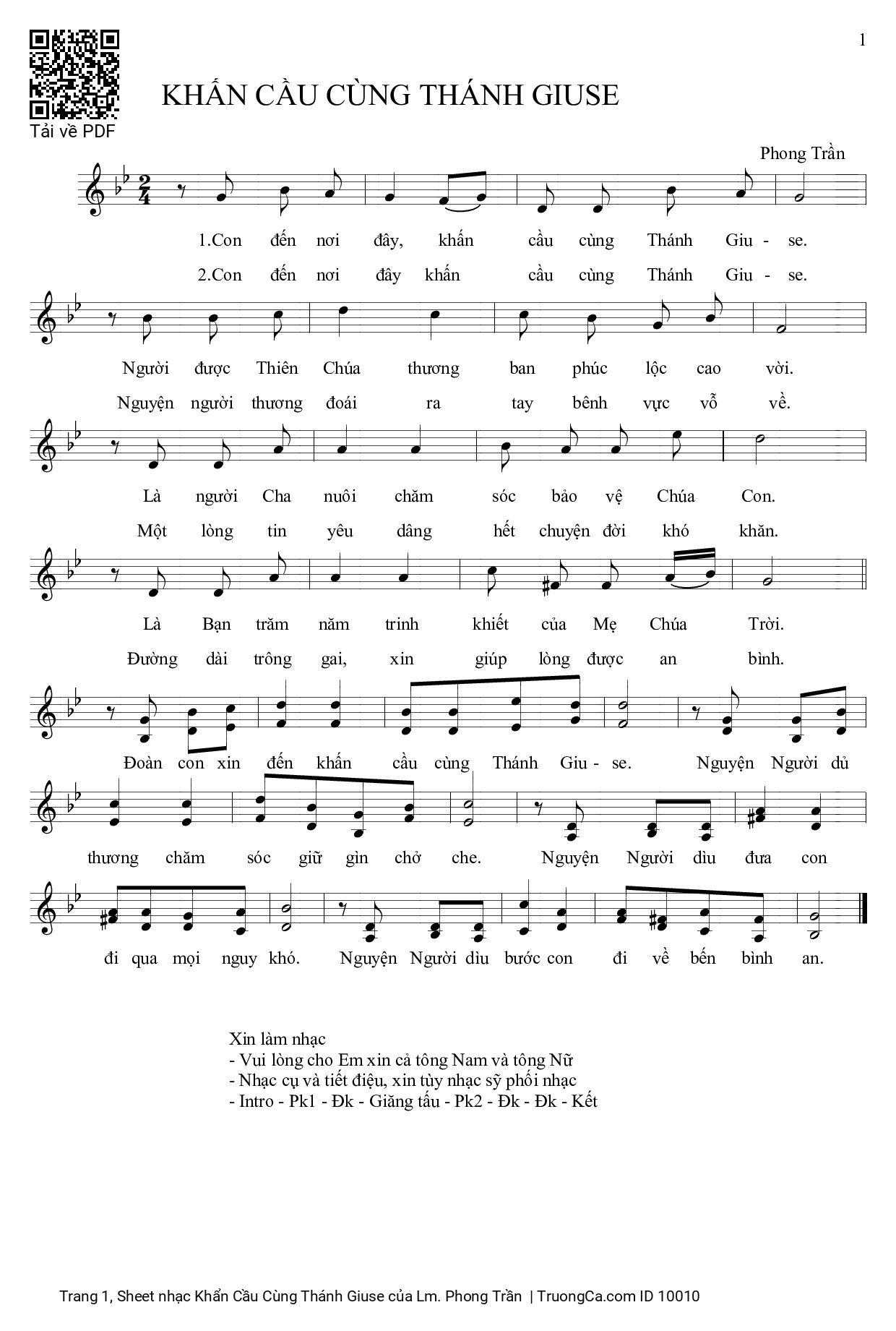 Sheet PDF of Khẩn Cầu Cùng Thánh Giuse