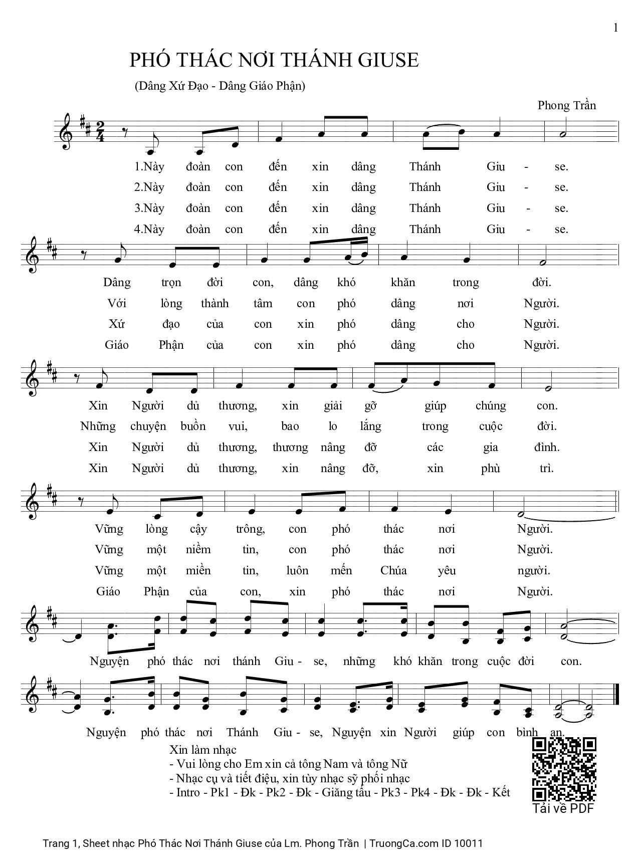 Sheet PDF of Phó Thác Nơi Thánh Giuse