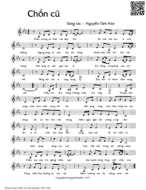 Page 1 of Sheet music PDF Chốn cũ - Nguyễn Tâm Hàn