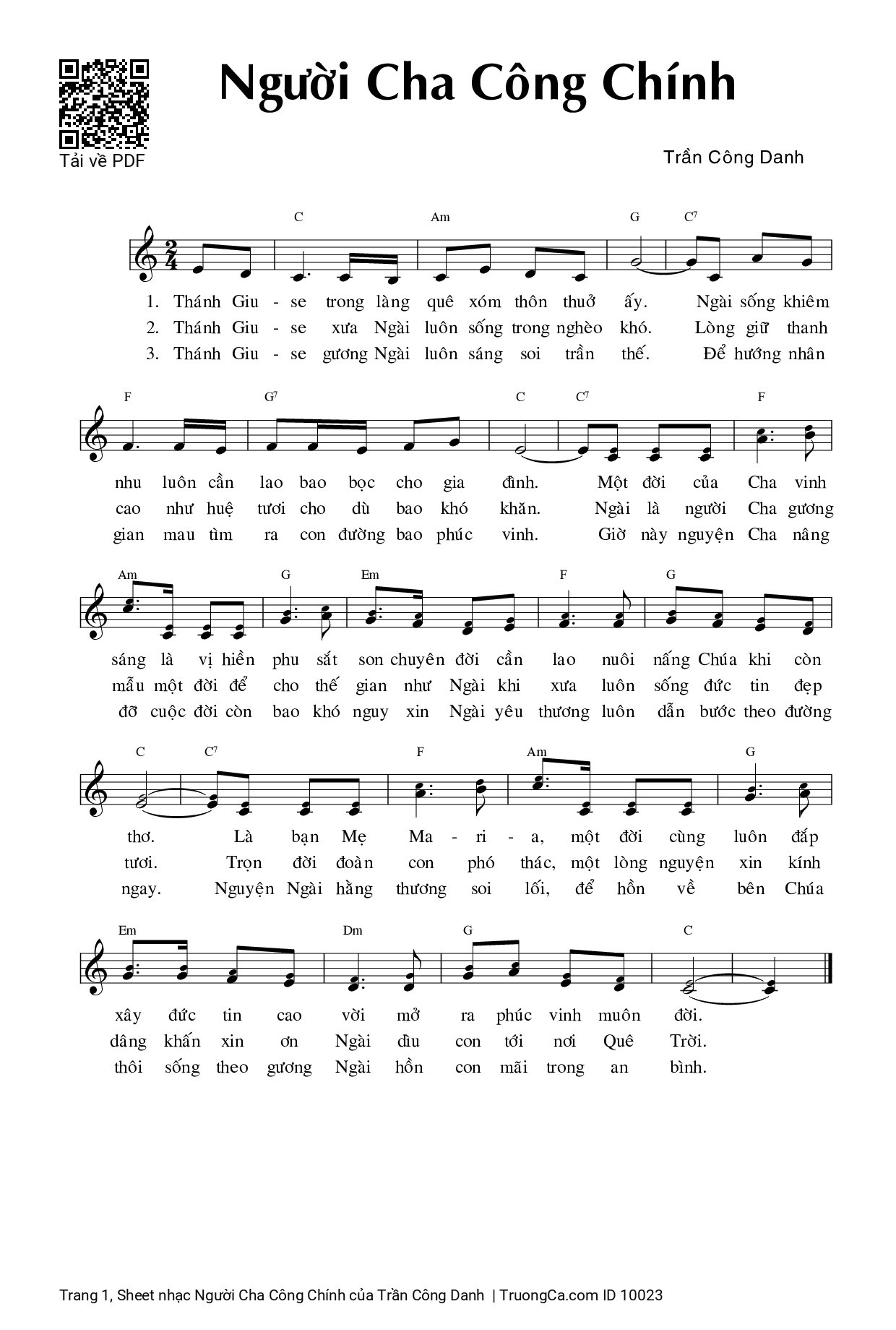 Sheet PDF of Người Cha Công Chính