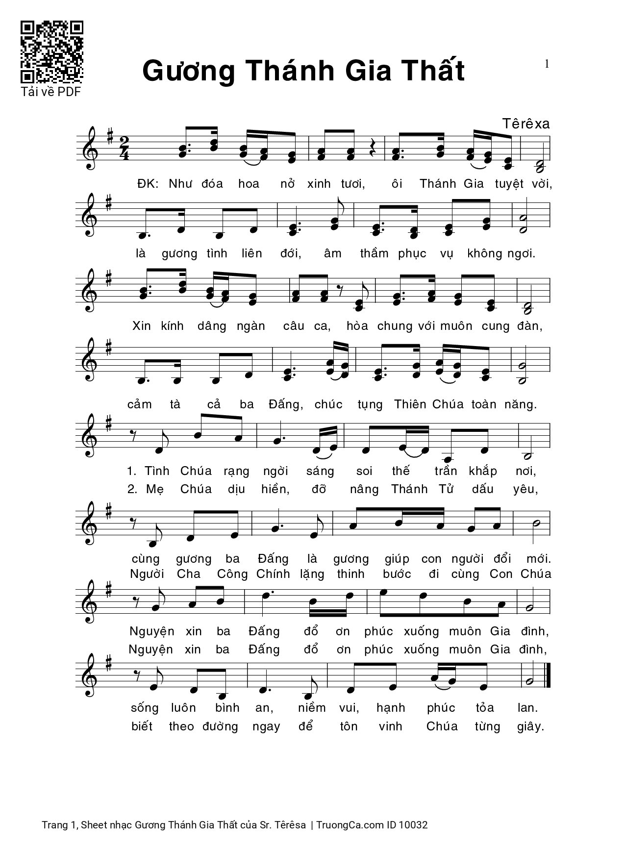 Sheet PDF of Gương Thánh Gia Thất