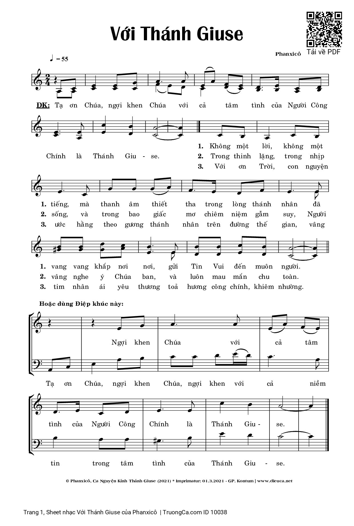 Sheet PDF of Với Thánh Giuse