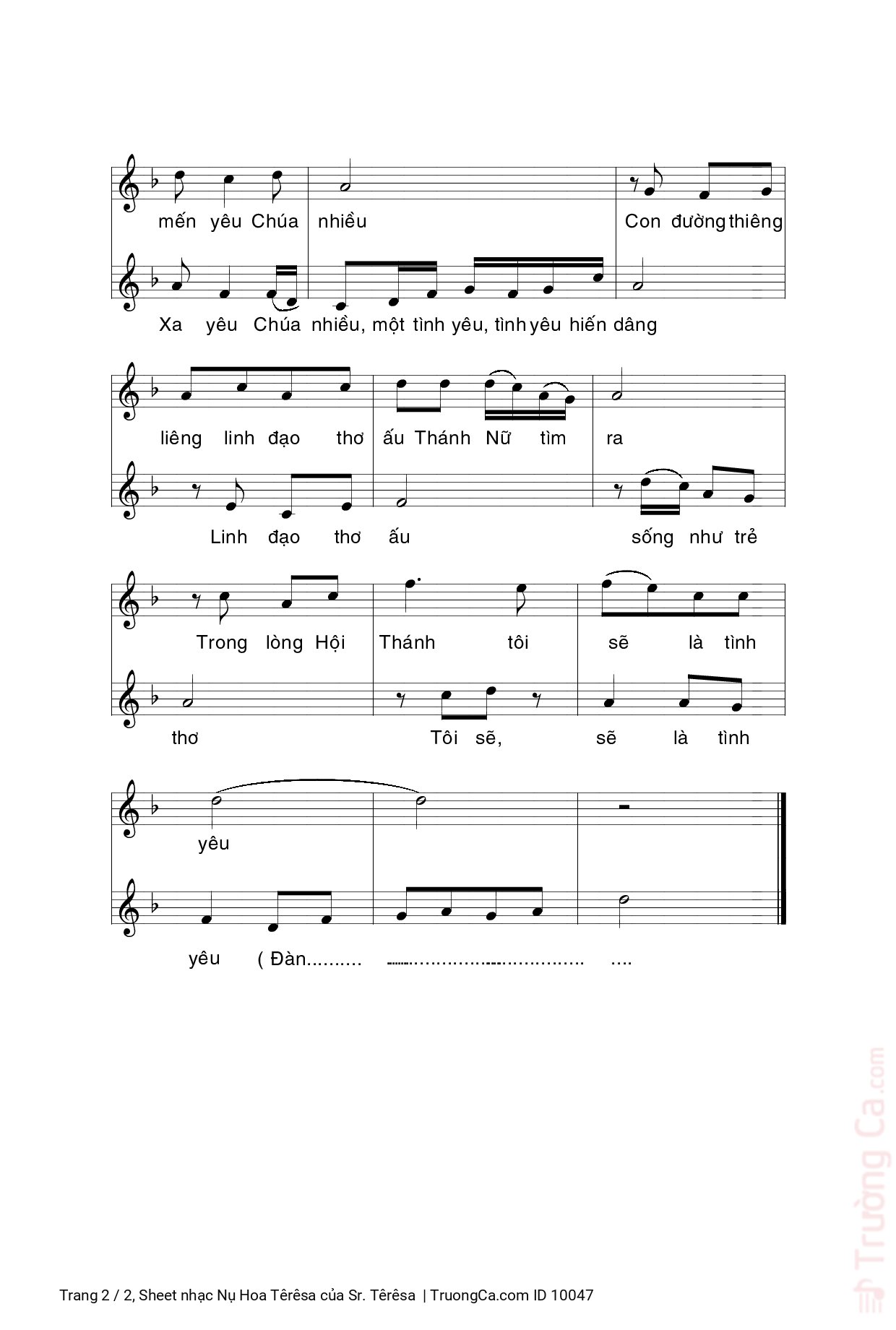 Page 2 of Sheet music PDF Nụ Hoa Têrêsa - Sr. Têrêsa