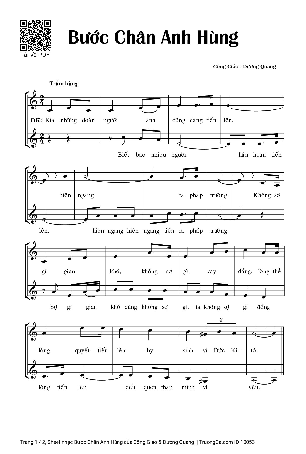 Sheet PDF of Bước Chân Anh Hùng