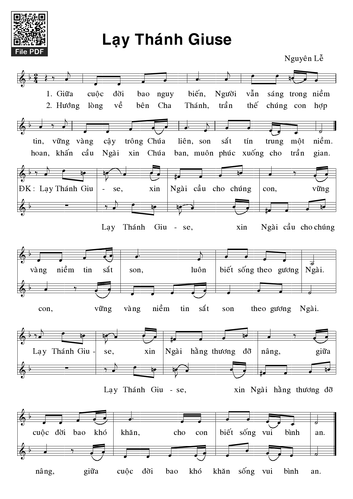 Sheet PDF of Lạy Thánh Giuse