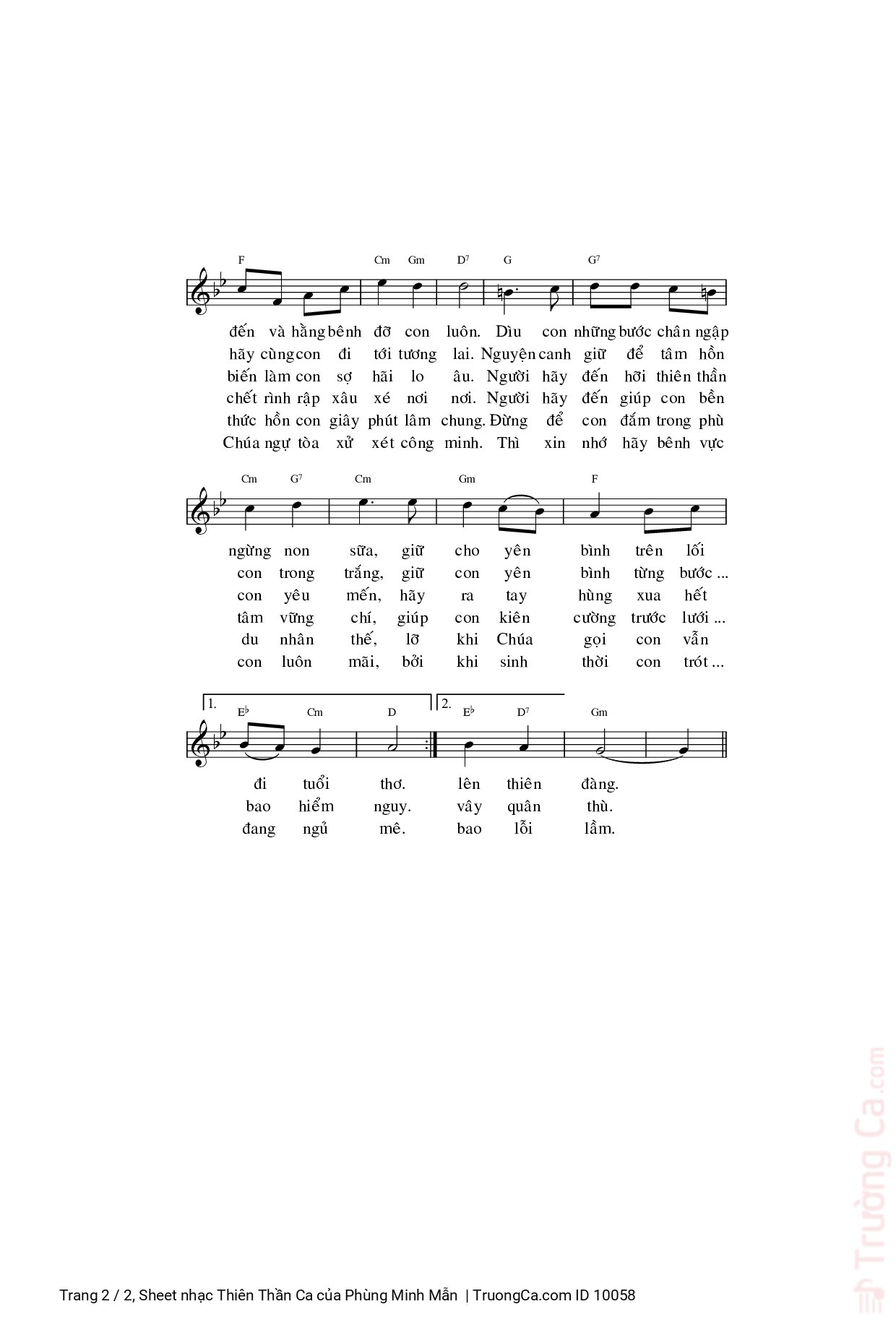 Page 2 of Sheet music PDF Thiên Thần Ca - Phùng Minh Mẫn
