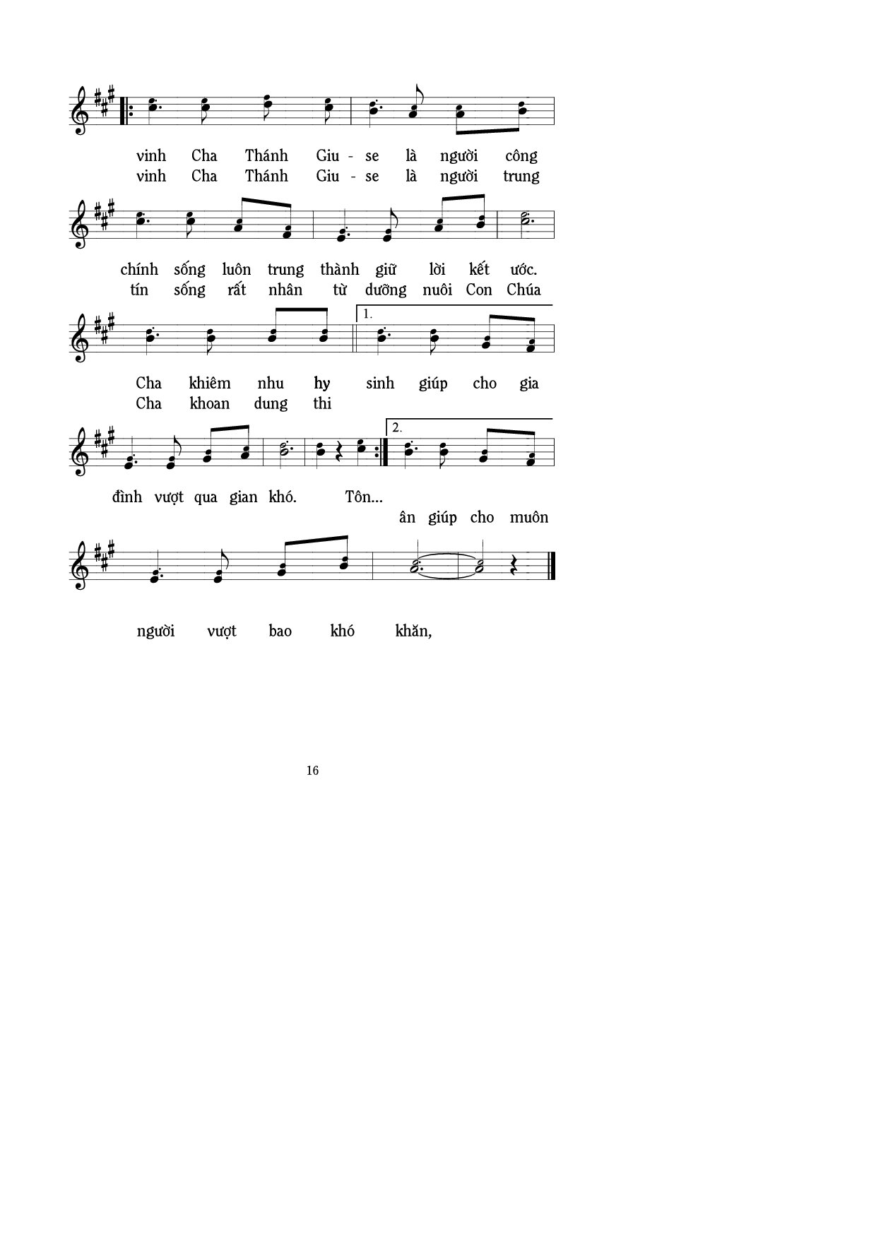 Page 2 of Sheet music PDF Tôn Vinh Thánh Giuse - Lm. Fa Thăng