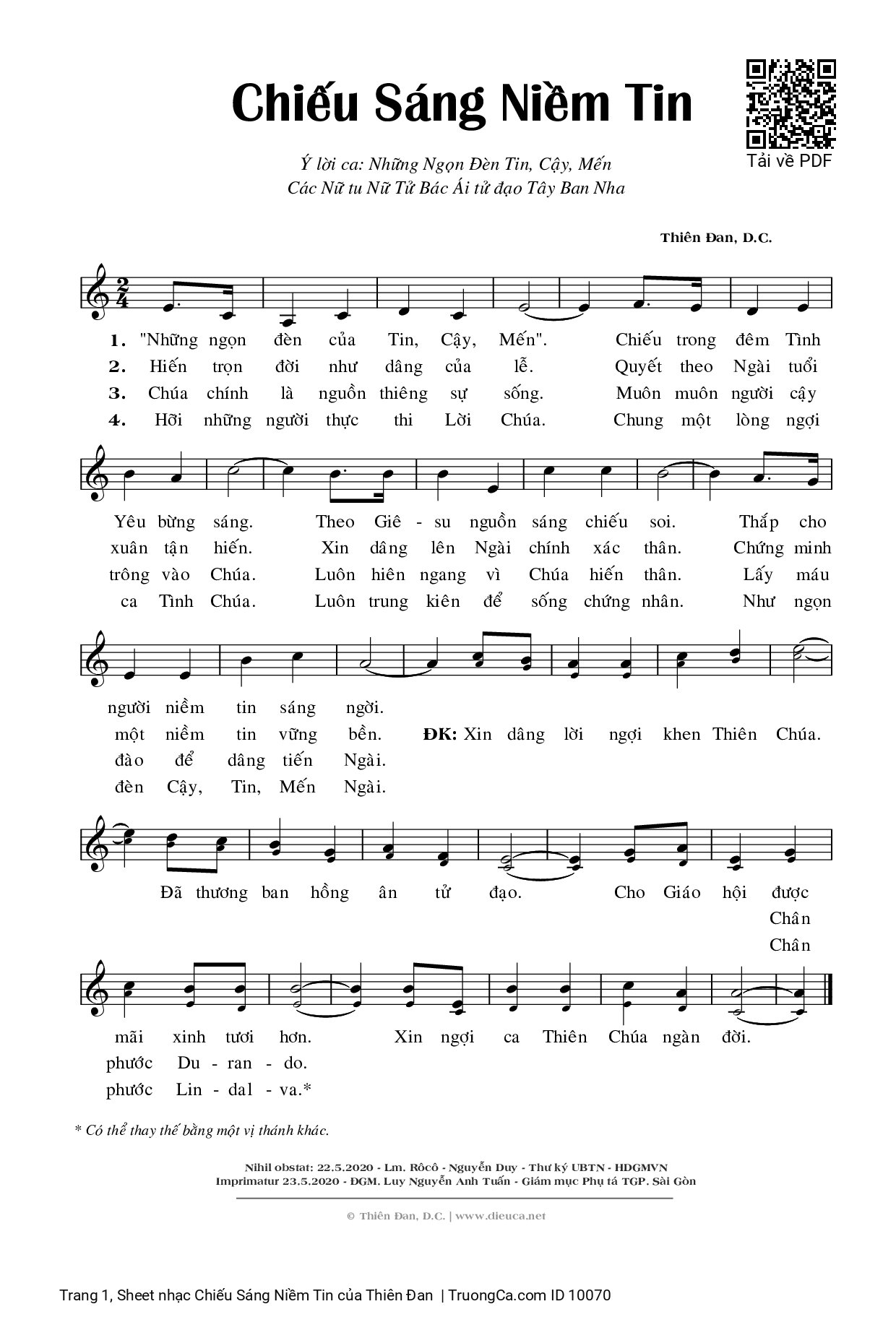 Sheet PDF of Chiếu Sáng Niềm Tin