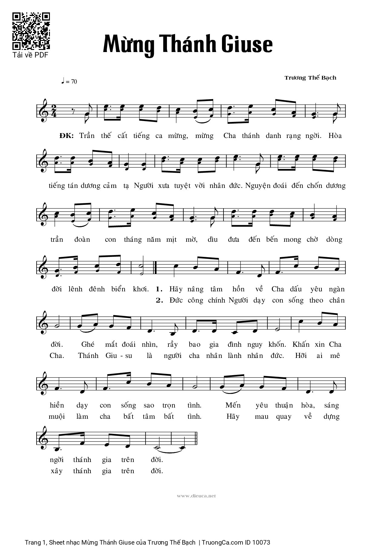 Sheet PDF of Mừng Thánh Giuse