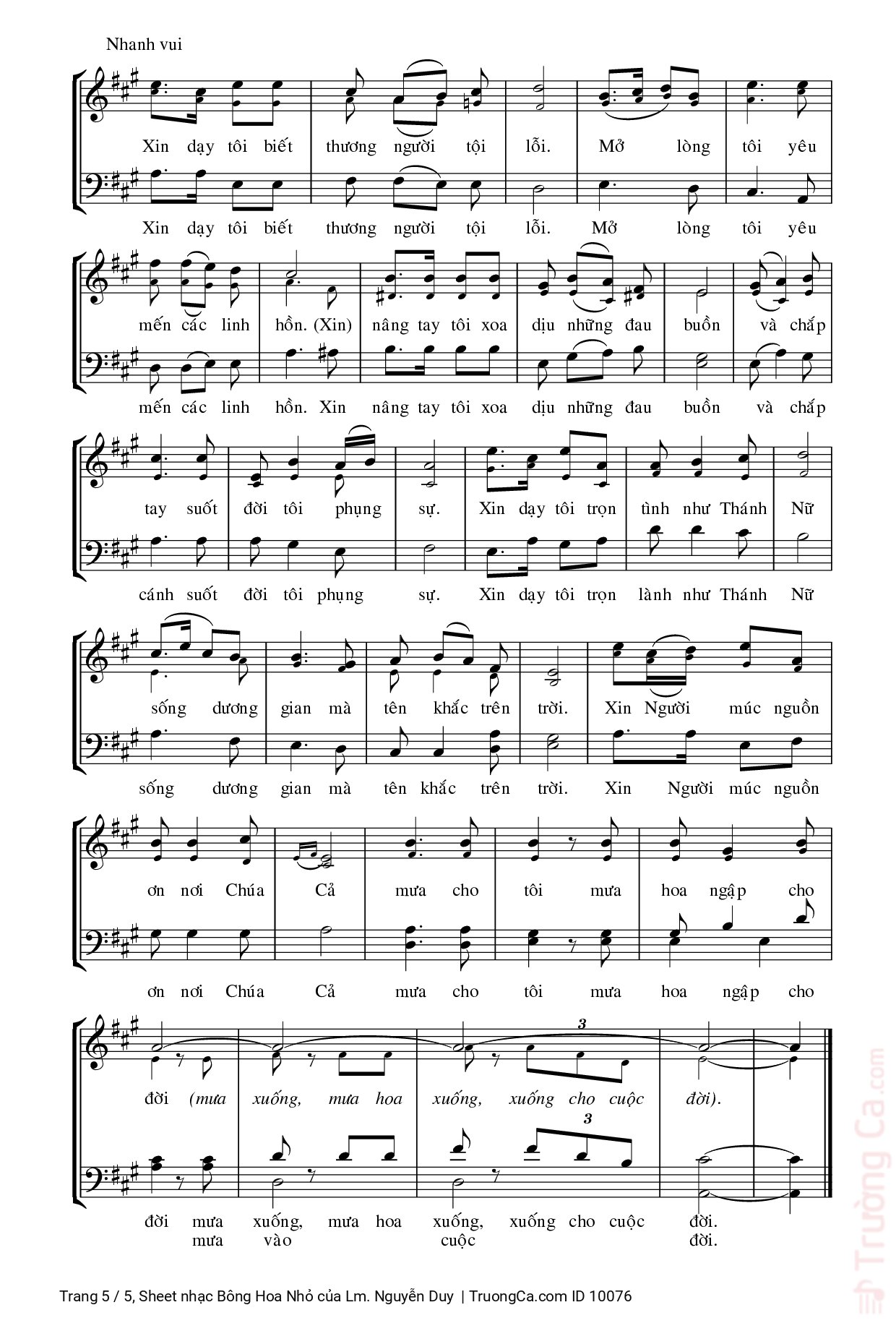 Page 5 of Sheet music PDF Bông Hoa Nhỏ - Lm. Nguyễn Duy