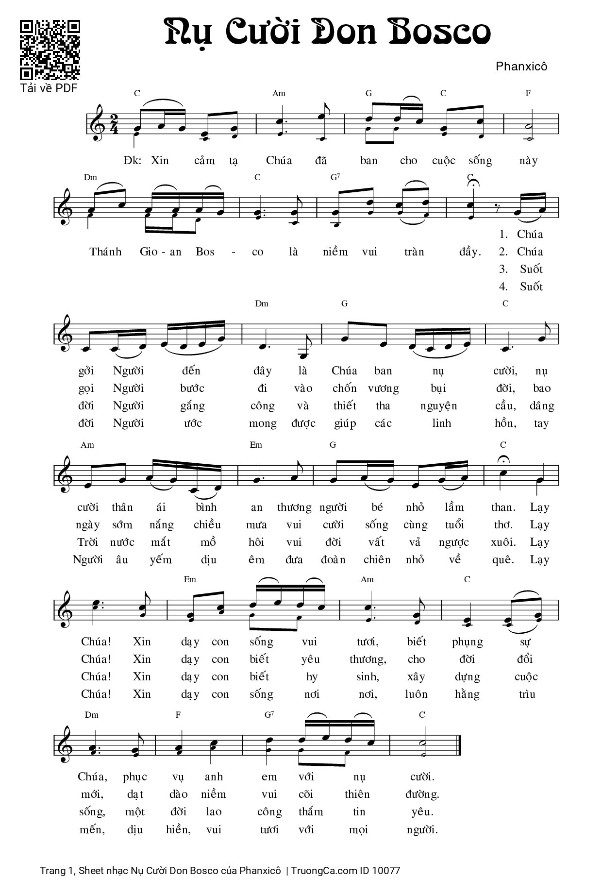 Sheet PDF of Nụ Cười Don Bosco