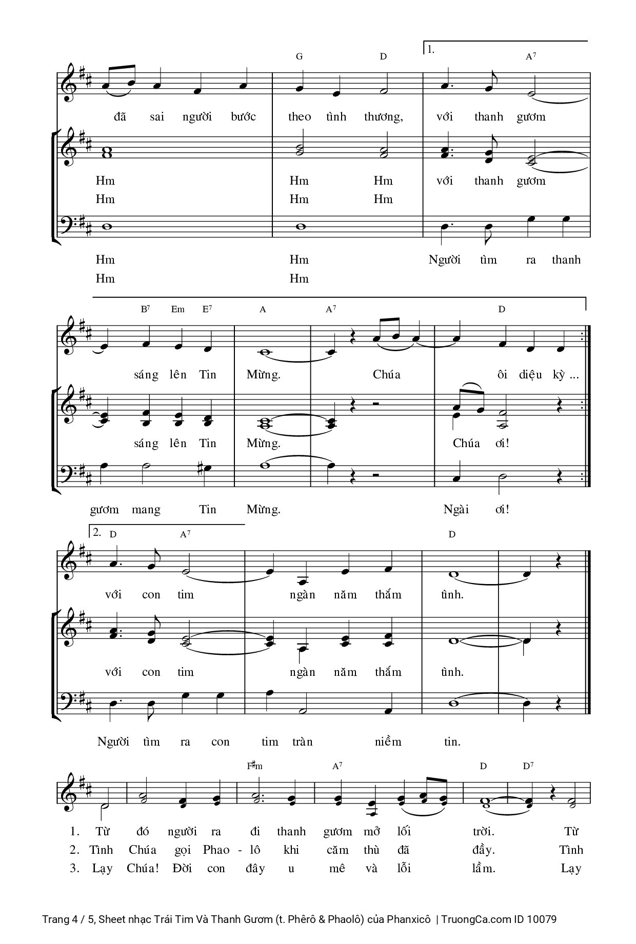 Page 4 of Sheet music PDF Trái Tim Và Thanh Gươm (t. Phêrô & Phaolô) - Phanxicô