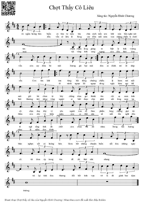 Sheet PDF of Chợt thấy cô liêu