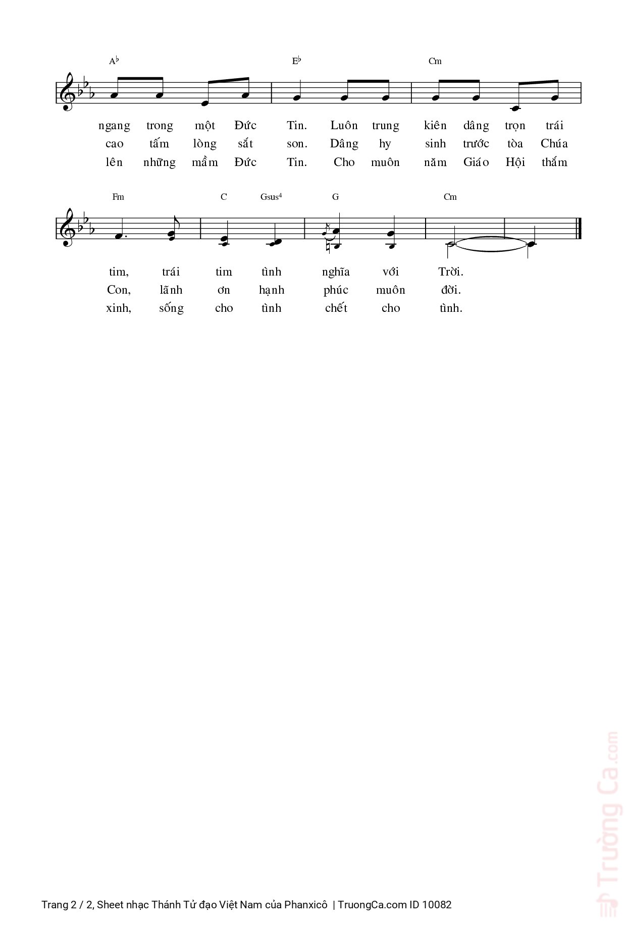 Page 2 of Sheet music PDF Thánh Tử đạo Việt Nam - Phanxicô