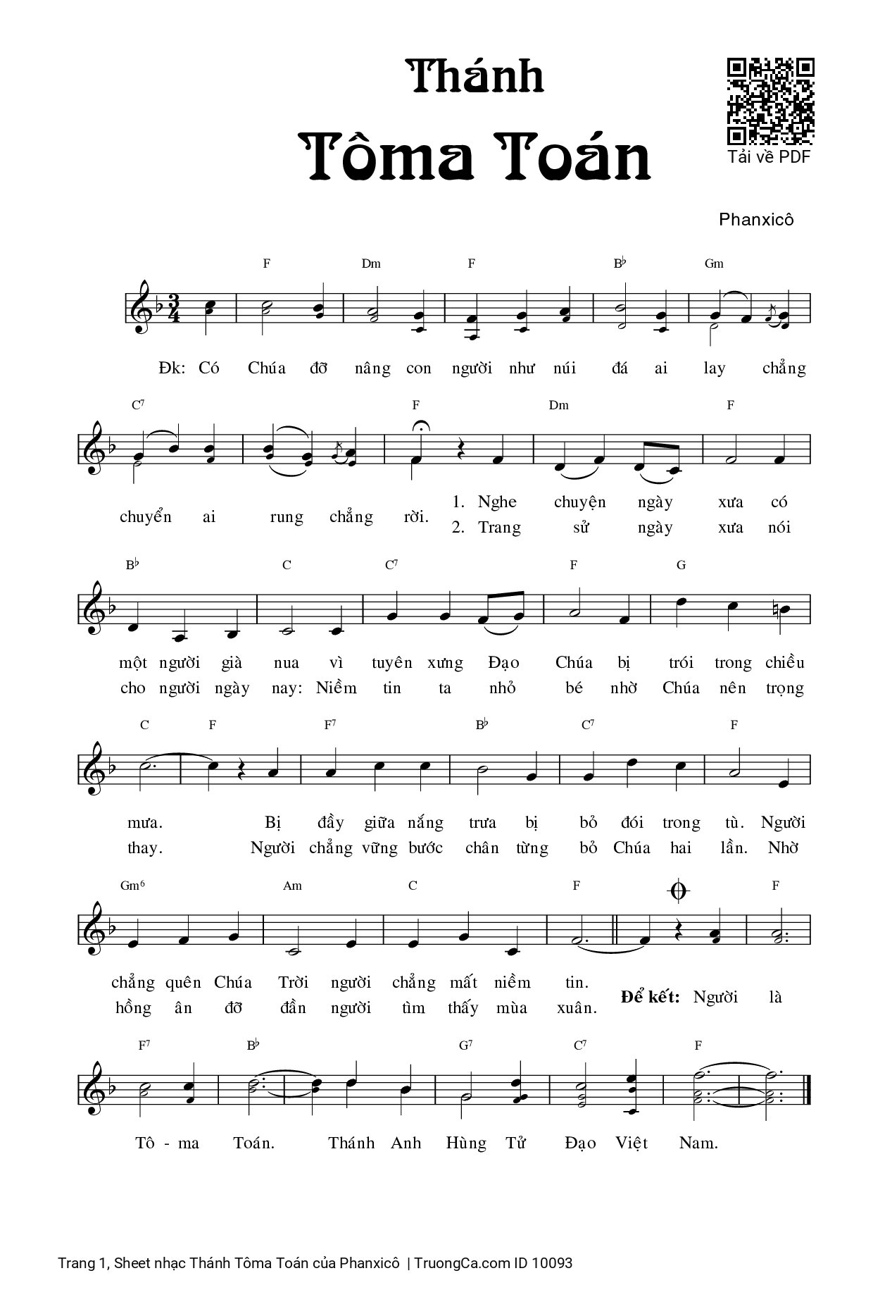 Sheet PDF of Thánh Tôma Toán