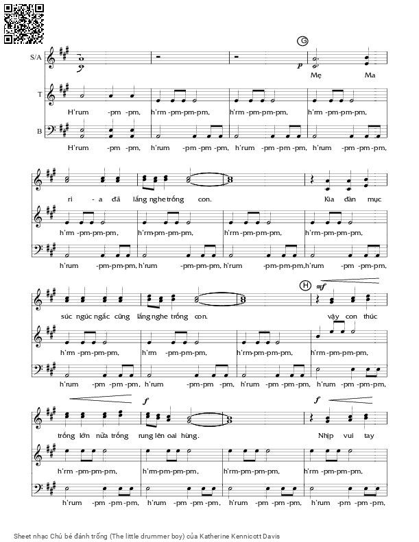 Page 3 of Sheet music PDF Chú bé đánh trống (The little drummer boy) - Katherine Kennicott Davis