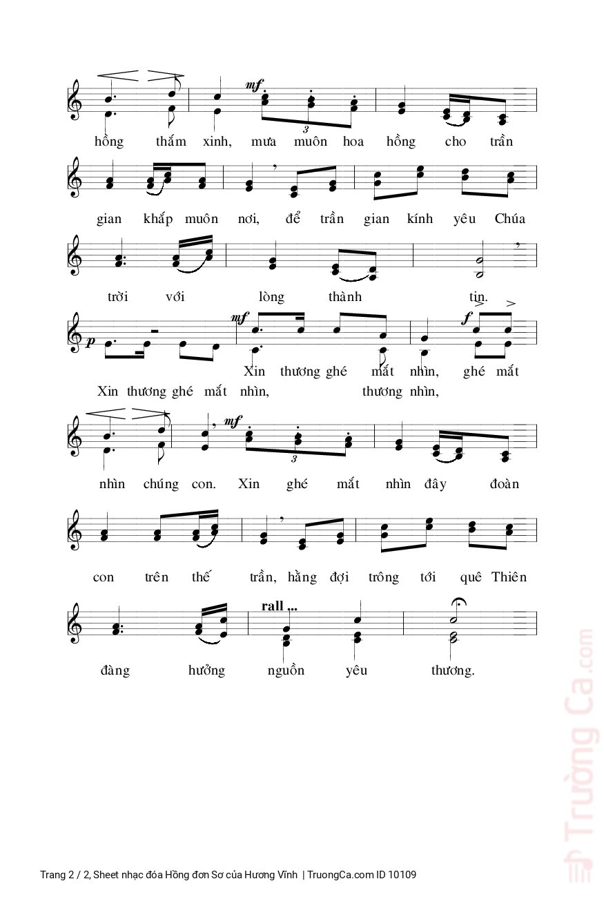 Page 2 of Sheet music PDF đóa Hồng đơn Sơ - Hương Vĩnh