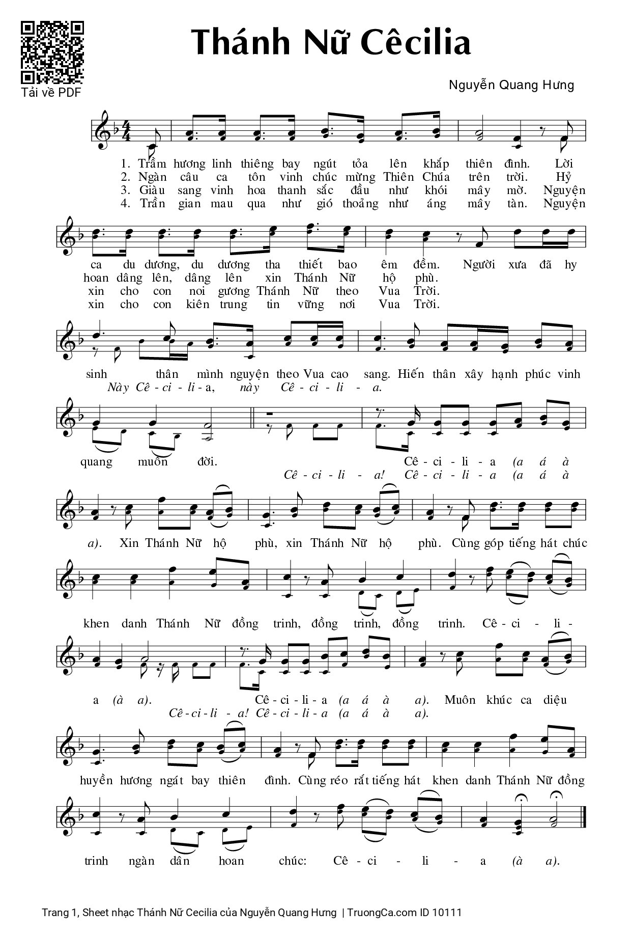 Sheet PDF of Thánh Nữ Cecilia