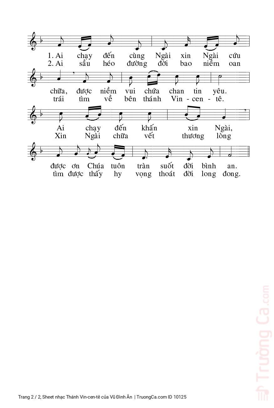 Page 2 of Sheet music PDF Thánh Vin-cen-tê - Vũ Đình Ân