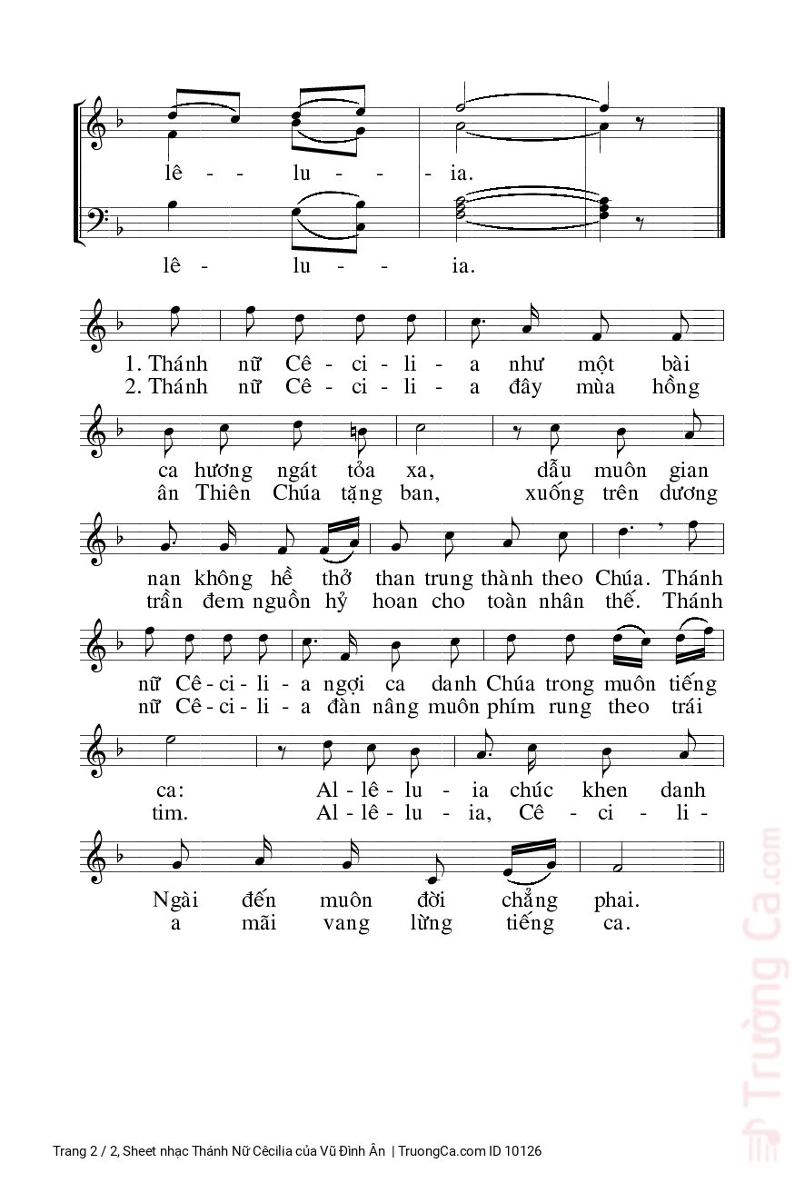 Page 2 of Sheet music PDF Thánh Nữ Cêcilia - Vũ Đình Ân