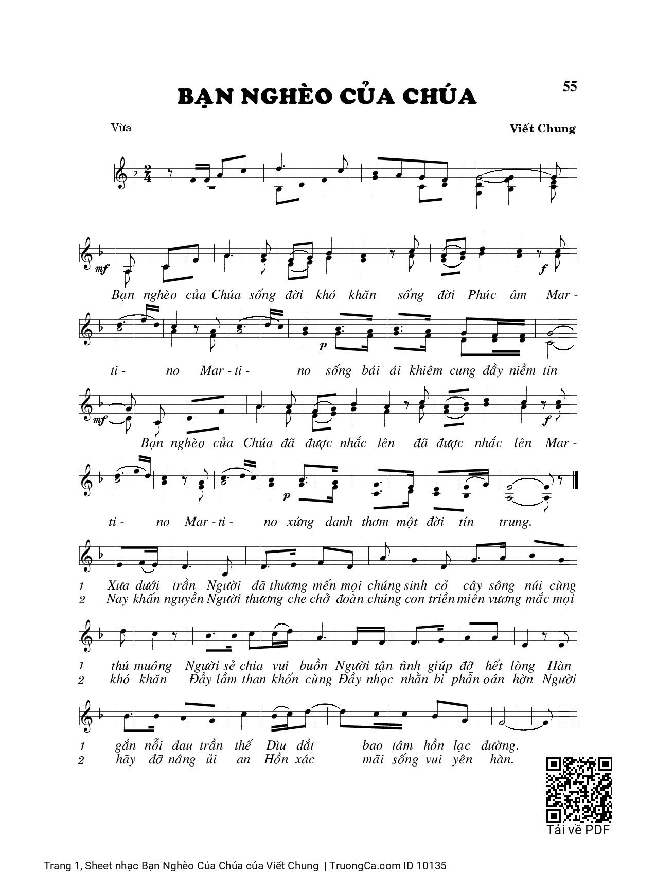 Page 1 of Sheet music PDF Bạn Nghèo Của Chúa - Viết Chung