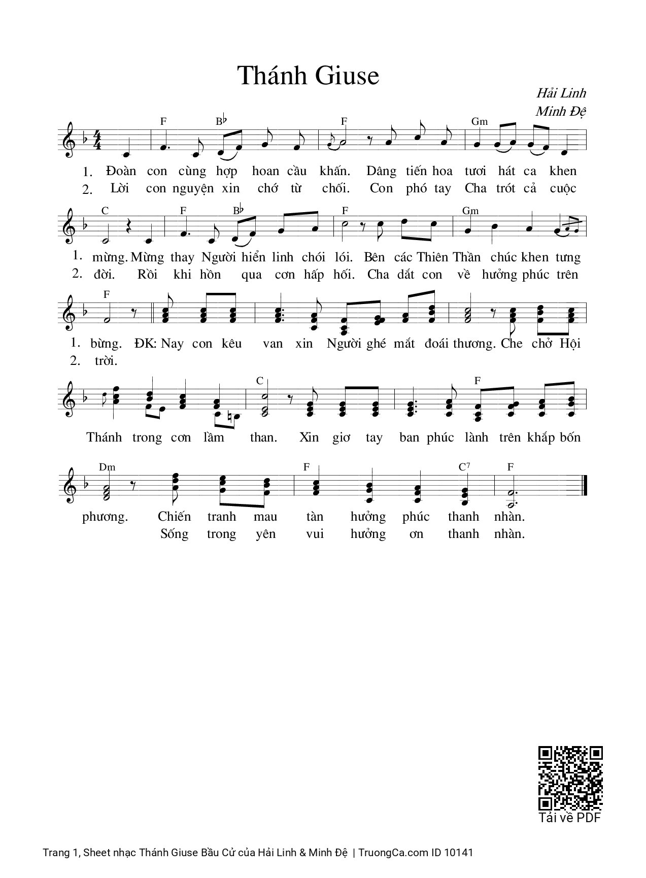 Sheet PDF of Thánh Giuse Bầu Cử