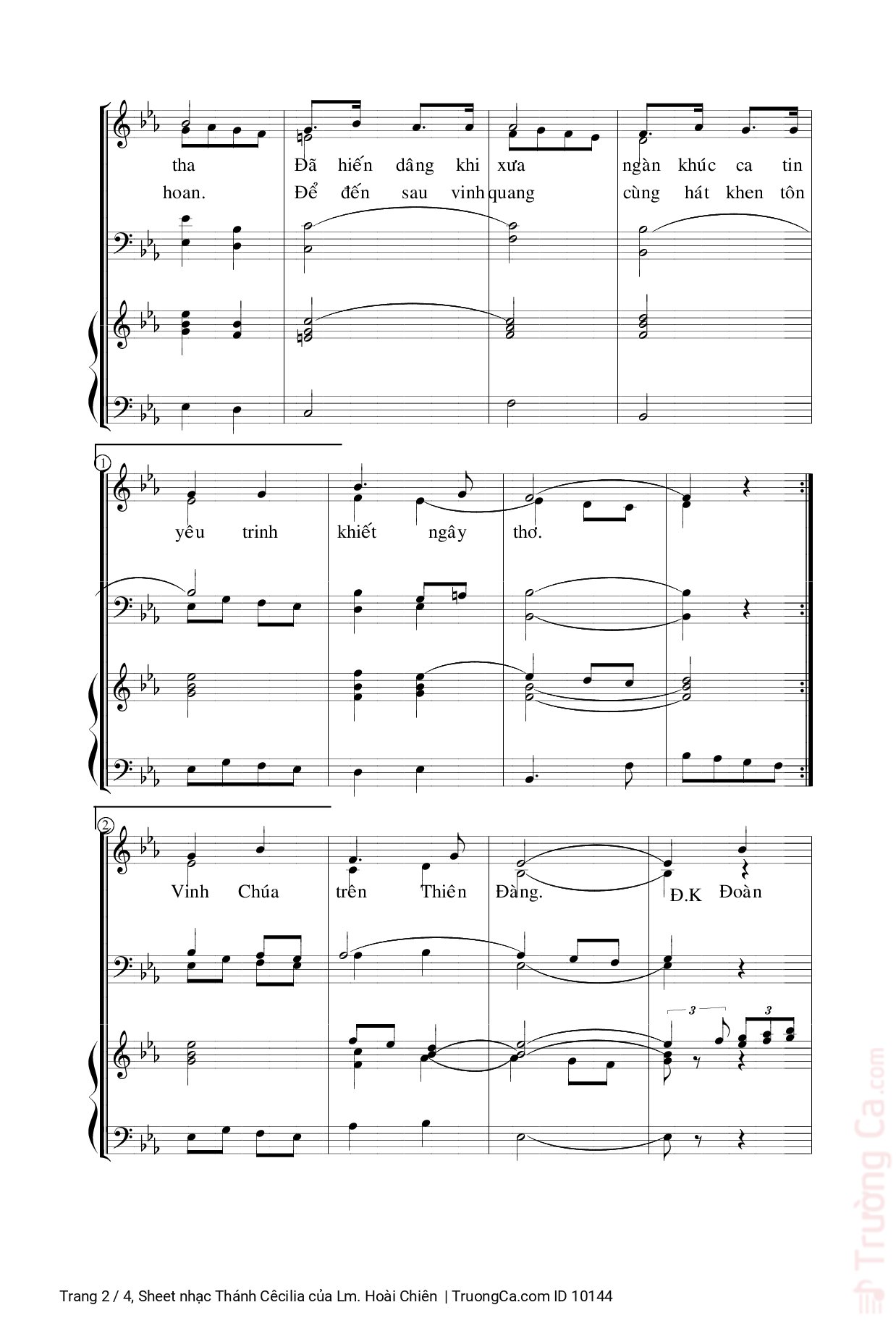 Page 2 of Sheet music PDF Thánh Cêcilia - Lm. Hoài Chiên