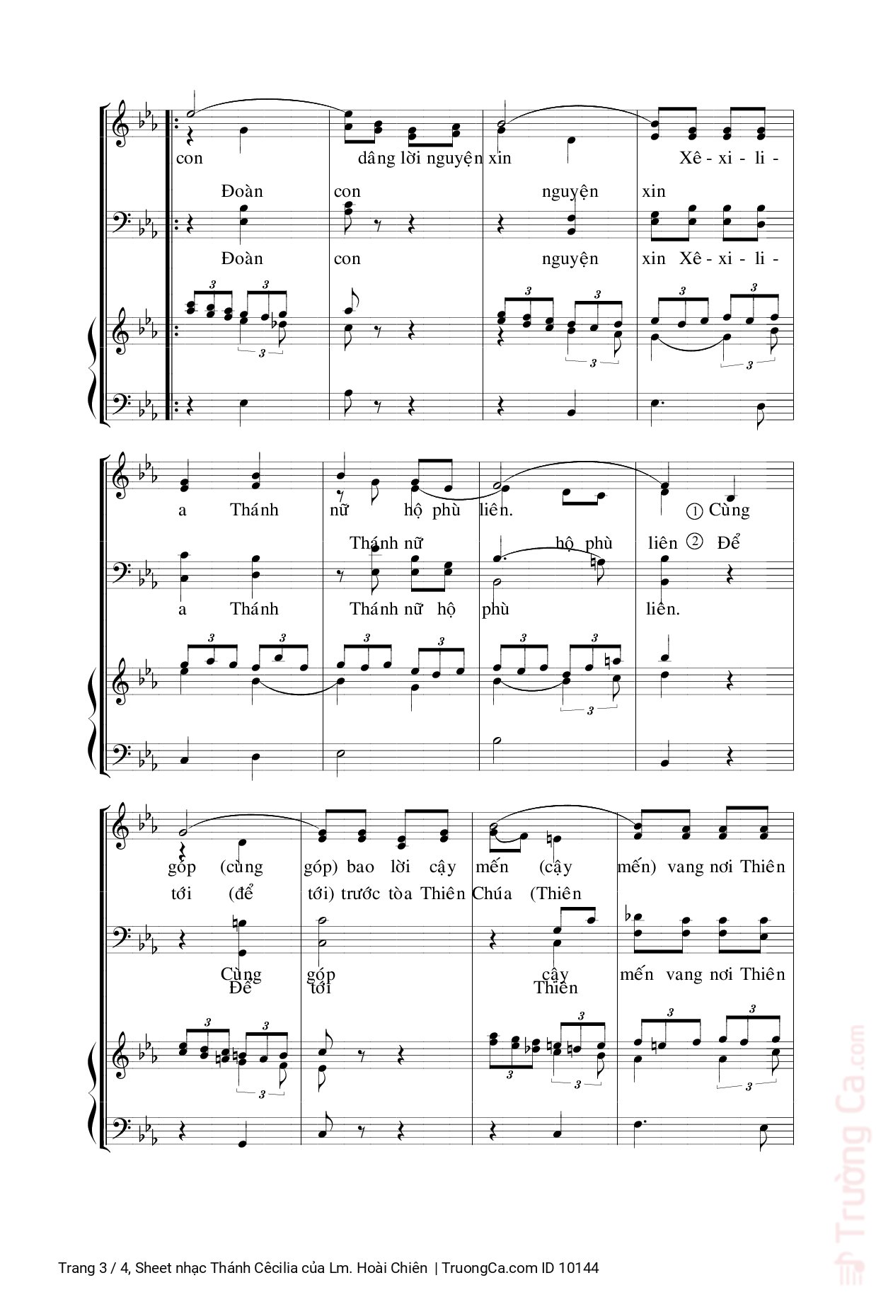 Page 3 of Sheet music PDF Thánh Cêcilia - Lm. Hoài Chiên