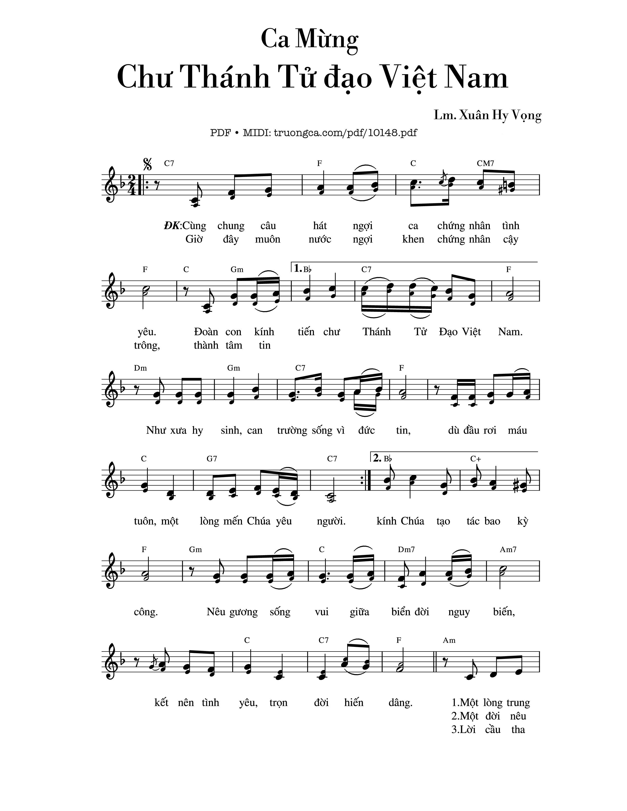 Ca Mừng Chư Thánh Tử đạo Việt Nam