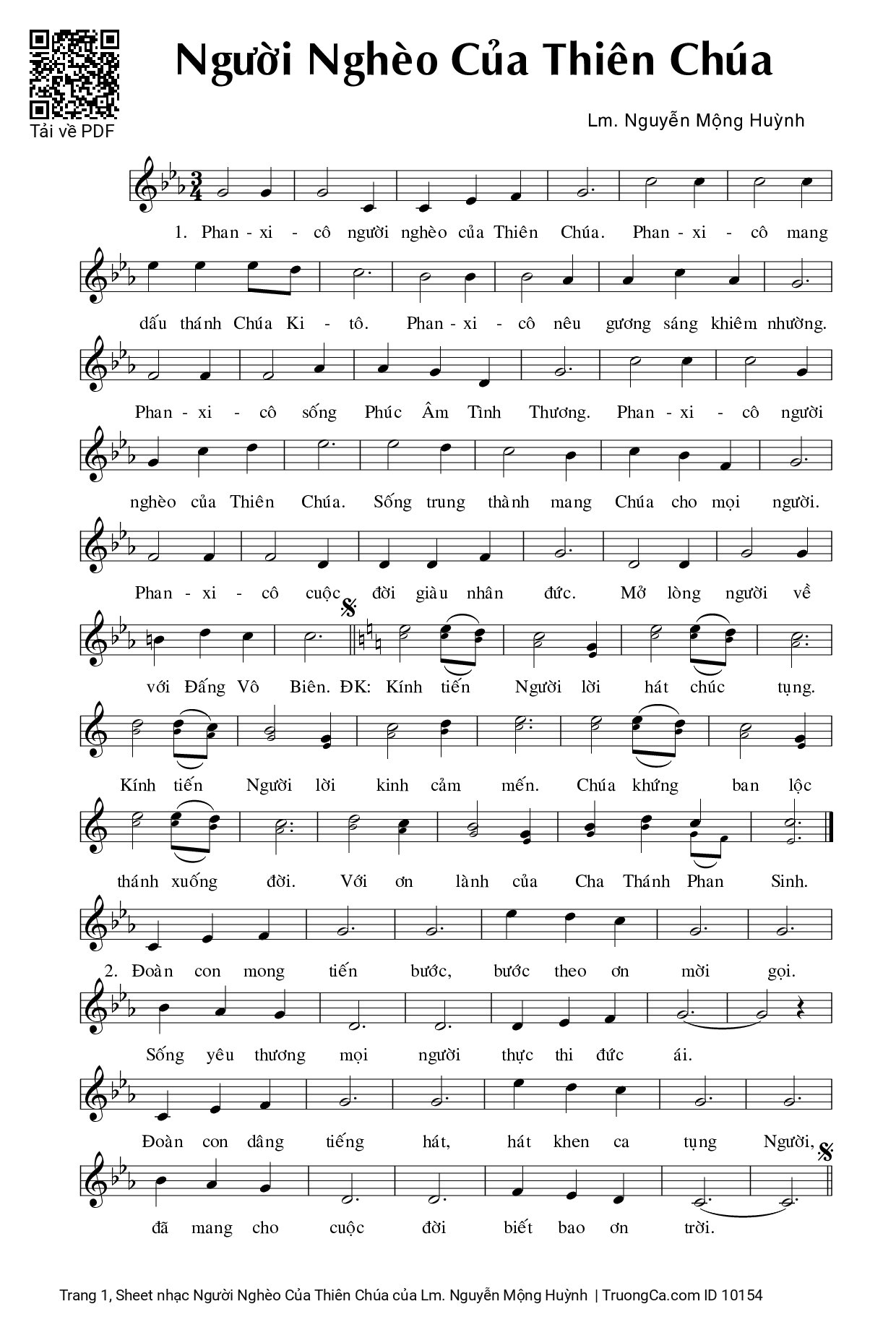 Sheet PDF of Người Nghèo Của Thiên Chúa