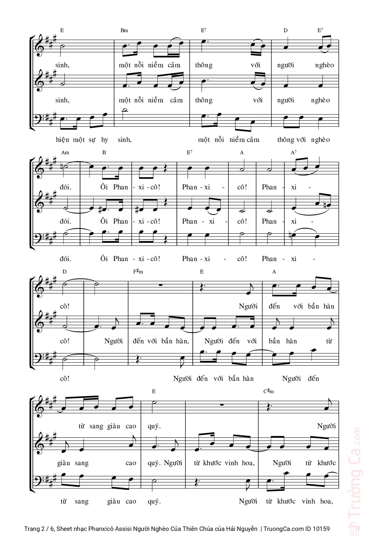 Page 2 of Sheet music PDF Phanxicô Assisi Người Nghèo Của Thiên Chúa - Hải Nguyễn
