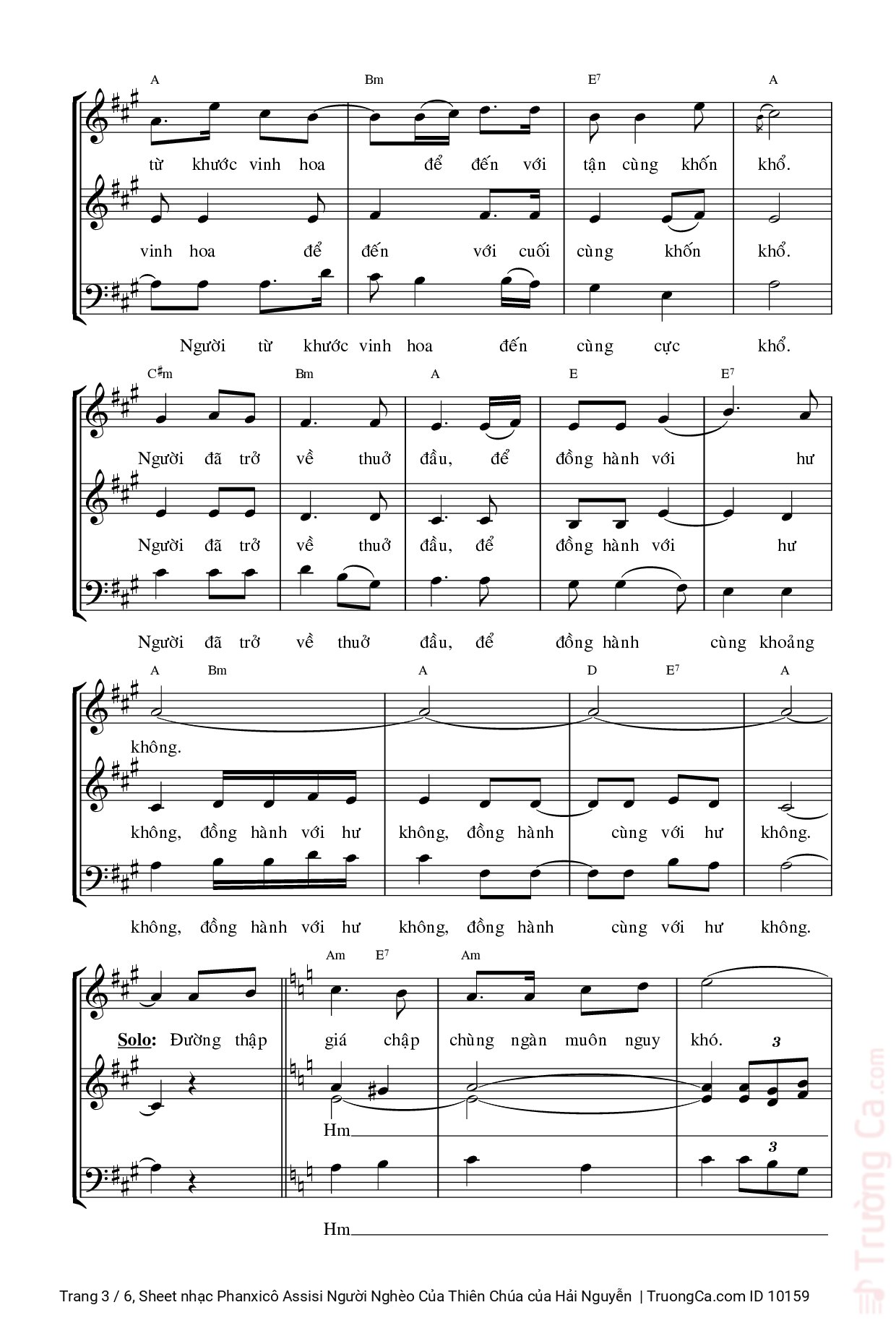 Page 3 of Sheet music PDF Phanxicô Assisi Người Nghèo Của Thiên Chúa - Hải Nguyễn