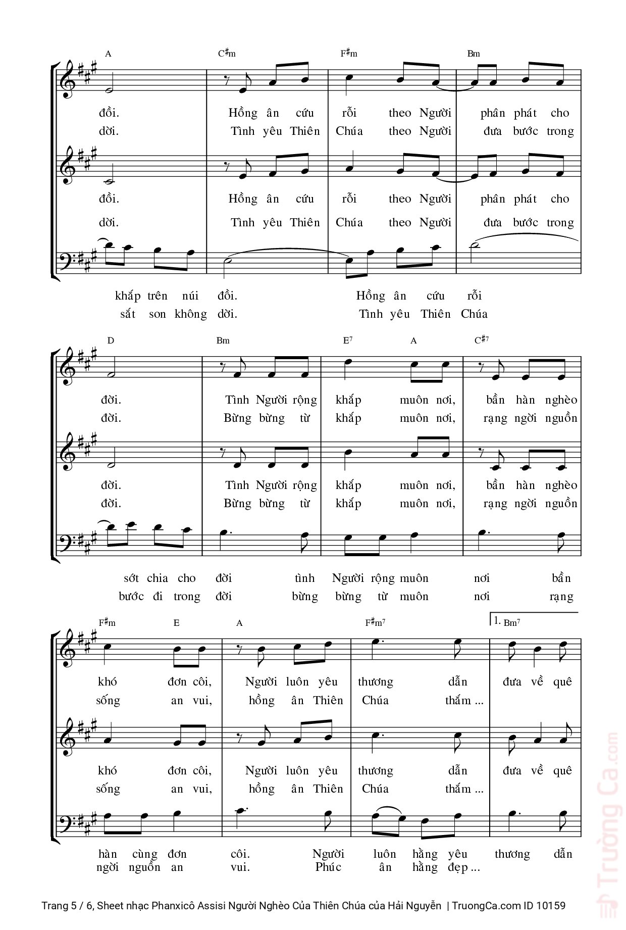 Page 5 of Sheet music PDF Phanxicô Assisi Người Nghèo Của Thiên Chúa - Hải Nguyễn