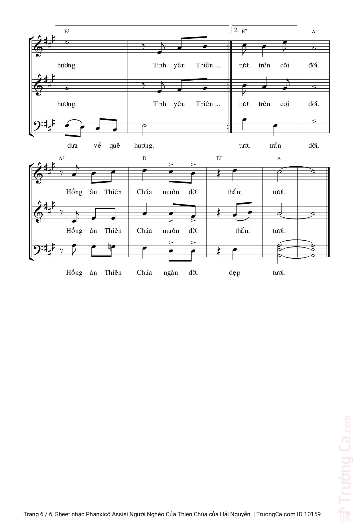 Page 6 of Sheet music PDF Phanxicô Assisi Người Nghèo Của Thiên Chúa - Hải Nguyễn
