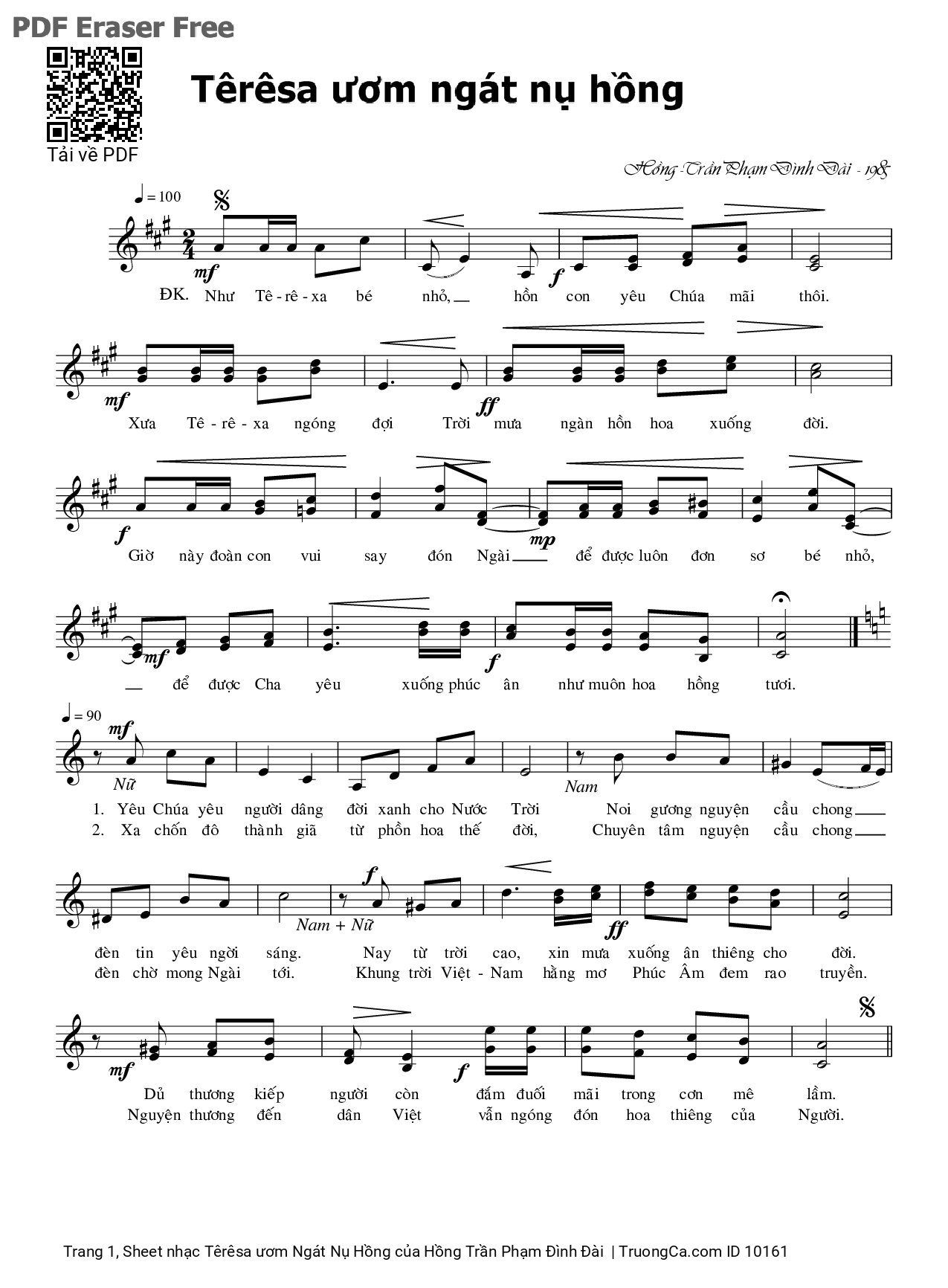 Sheet PDF of Têrêsa ươm Ngát Nụ Hồng