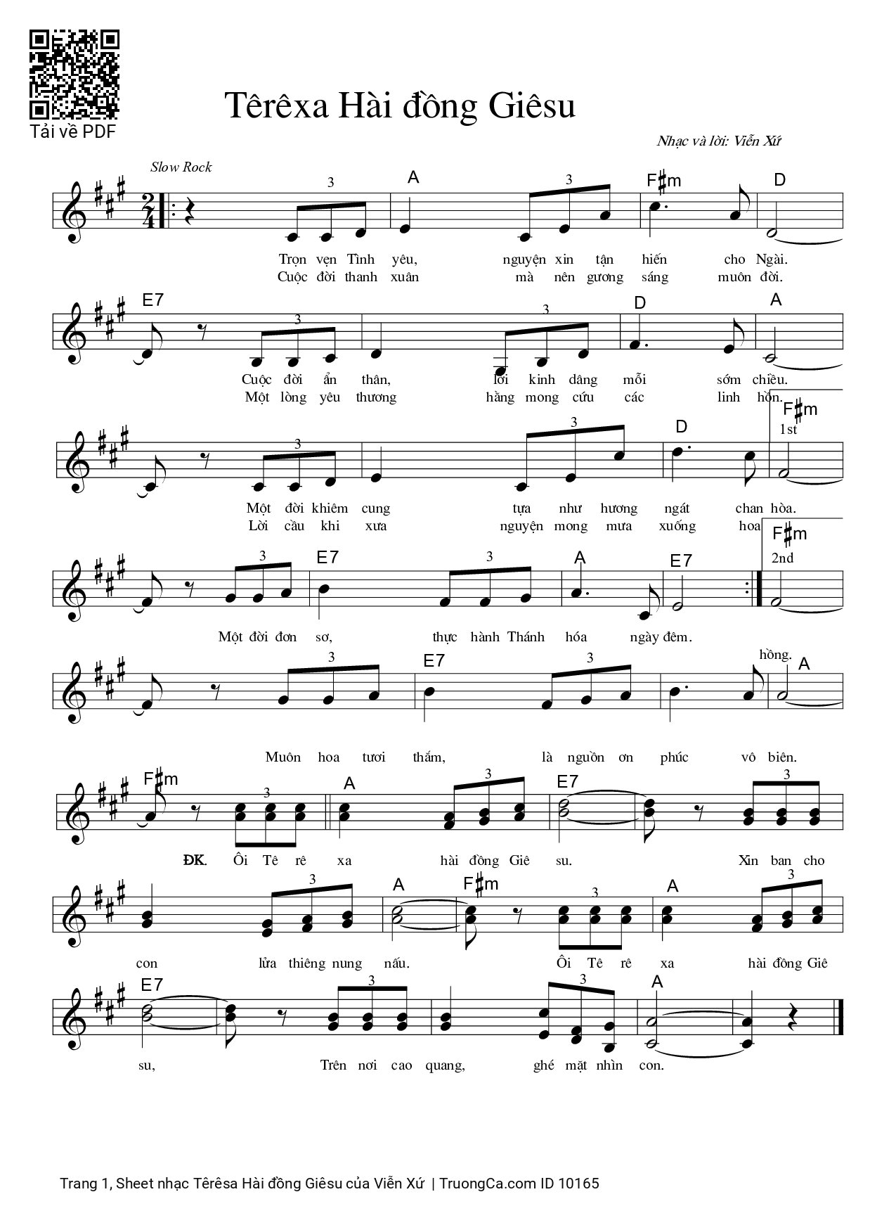 Sheet PDF of Têrêsa Hài đồng Giêsu