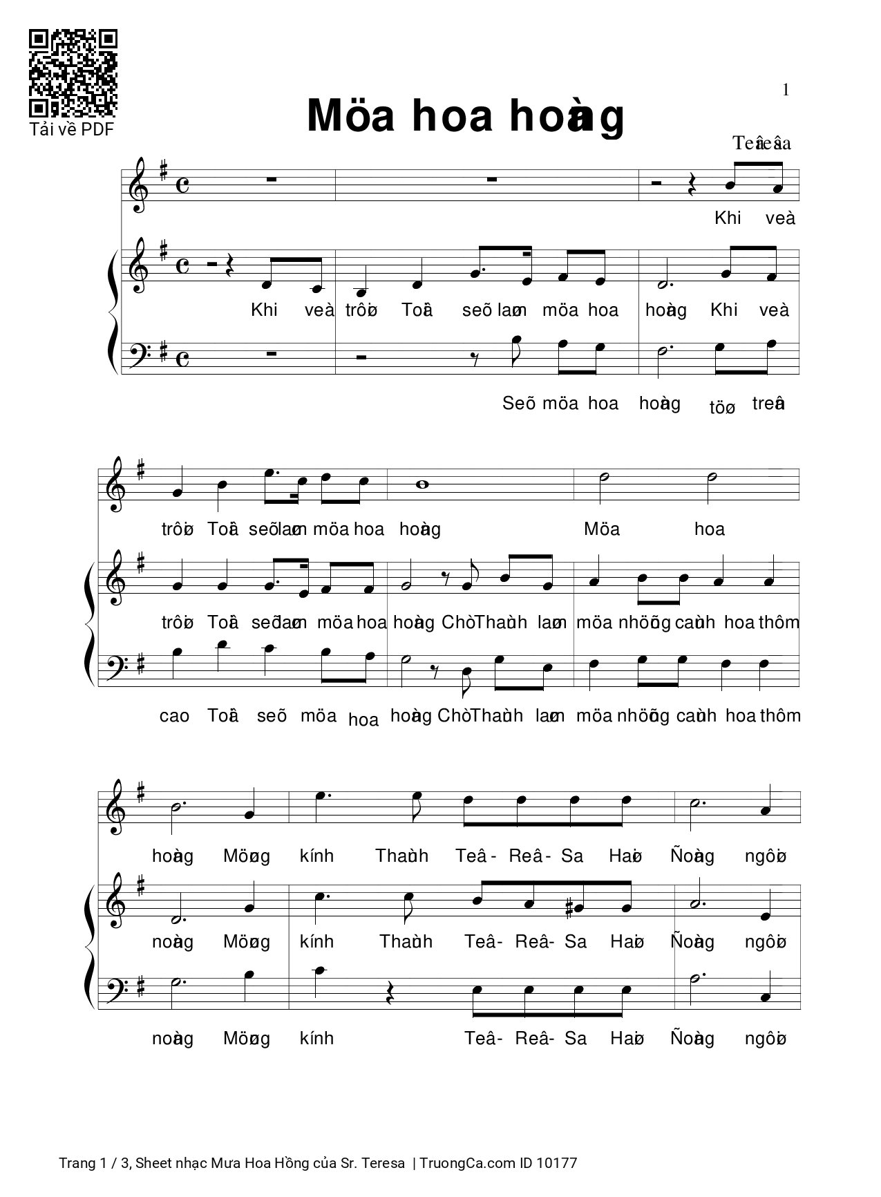 Sheet PDF of Mưa Hoa Hồng