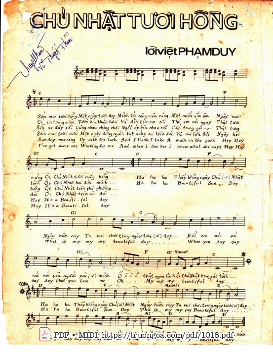 Page 2 of Sheet music PDF Chủ nhật tươi hồng (Beautiful sunday) - Daniel Boone